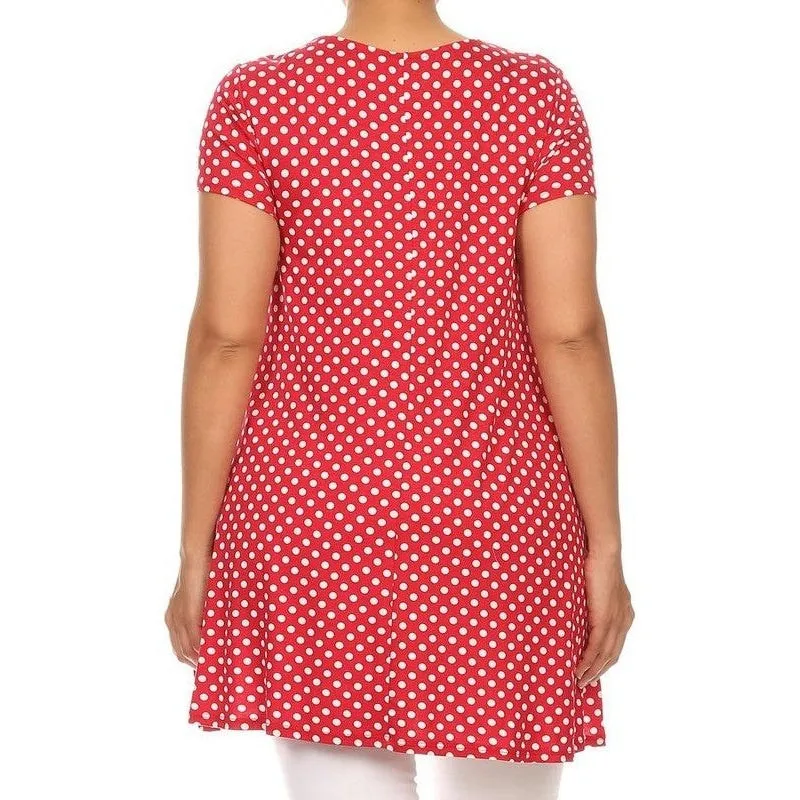 Plus size Polka dot print  short sleeve top