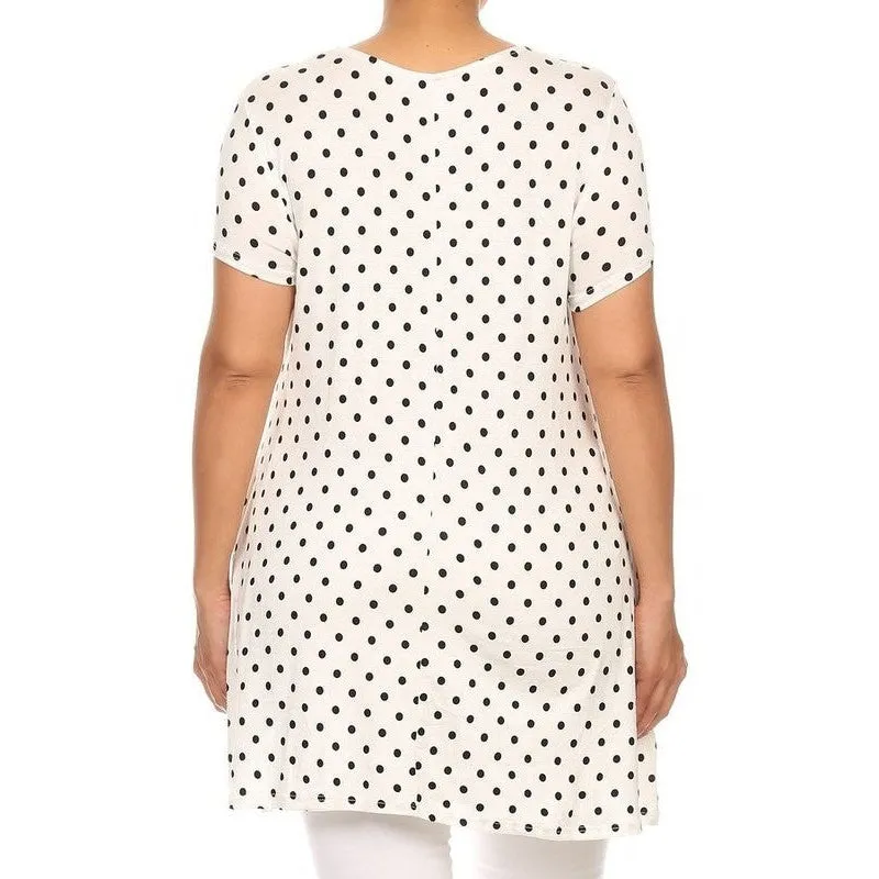 Plus size Polka dot print  short sleeve top