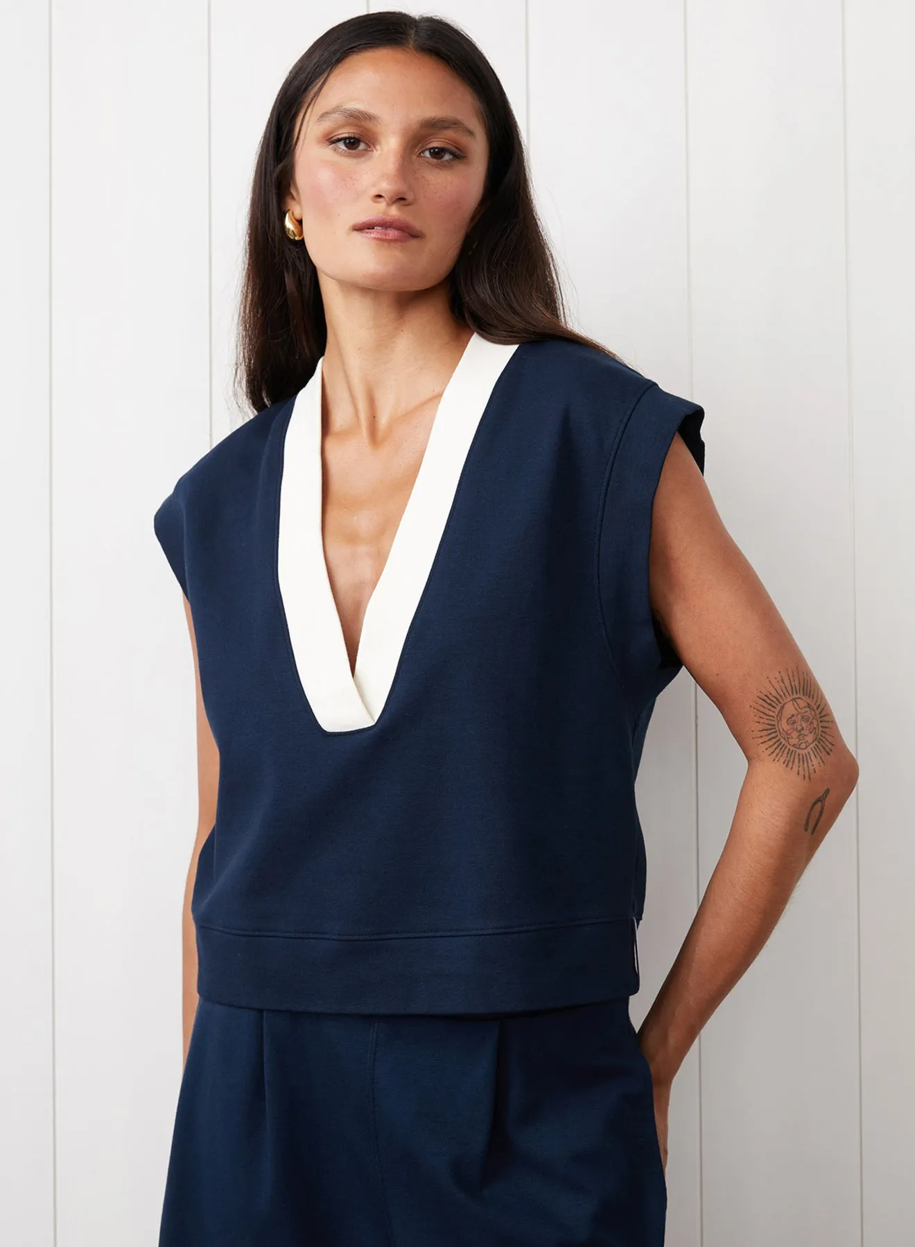 Ponte Color Block Vest