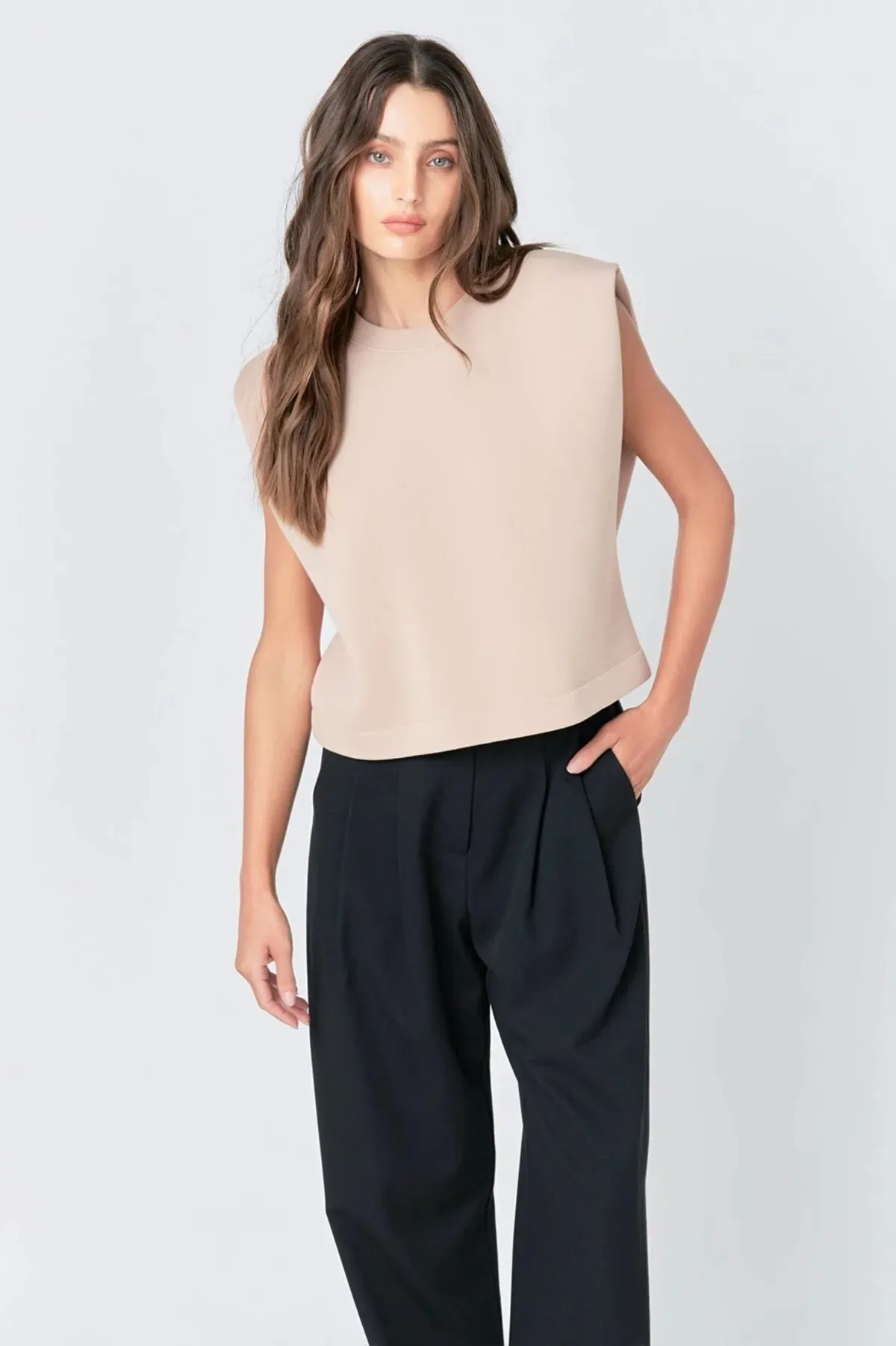 Power Shoulder Sleeveless Top