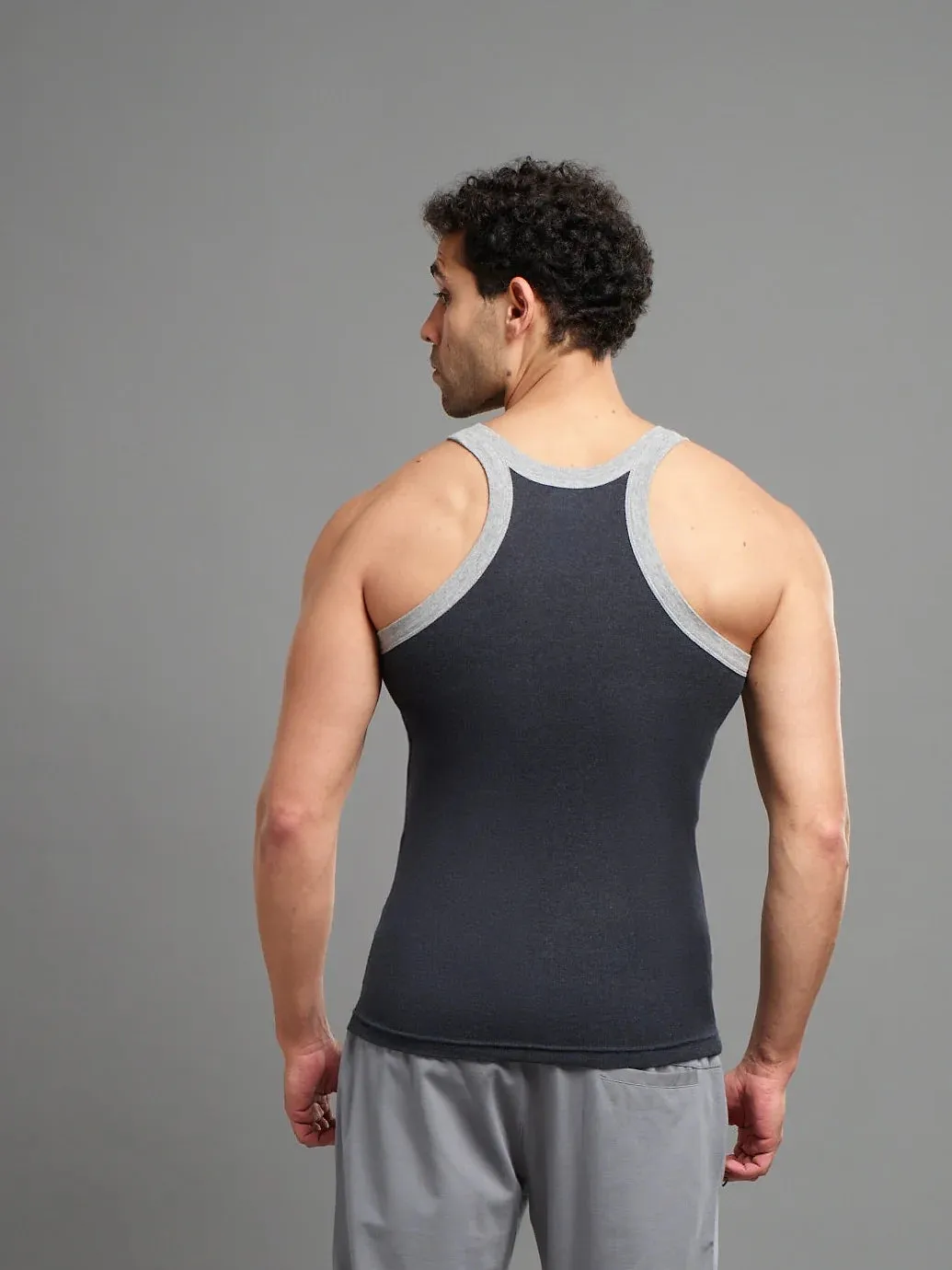 Premium Cotton Men's Regular Fit Vest with Super Soft Fabric - Black