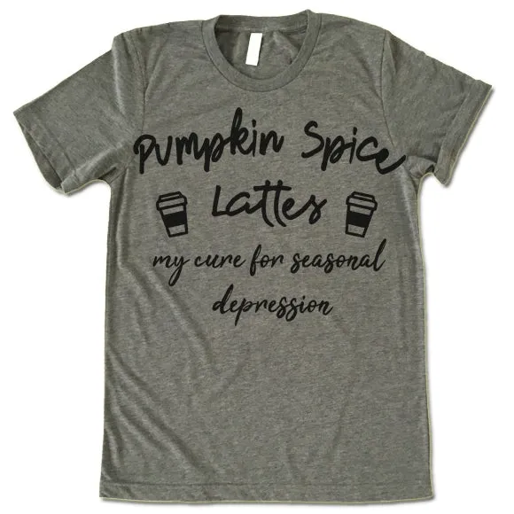 Pumpkin Spice Lattes My Cure For Depression T-Shirt