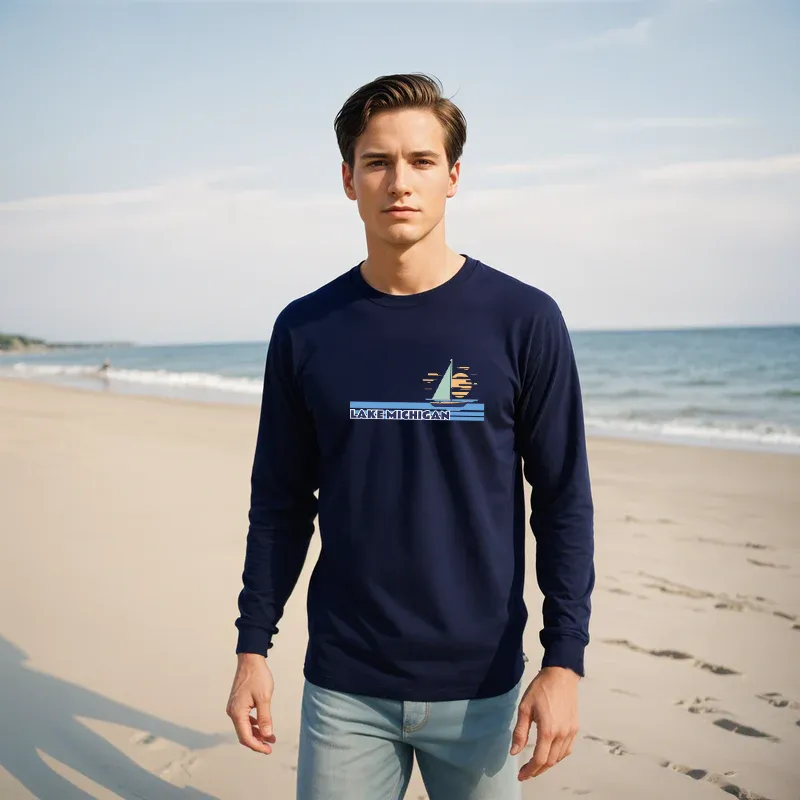 "Lake Michigan" Men's Long Sleeve T-Shirt