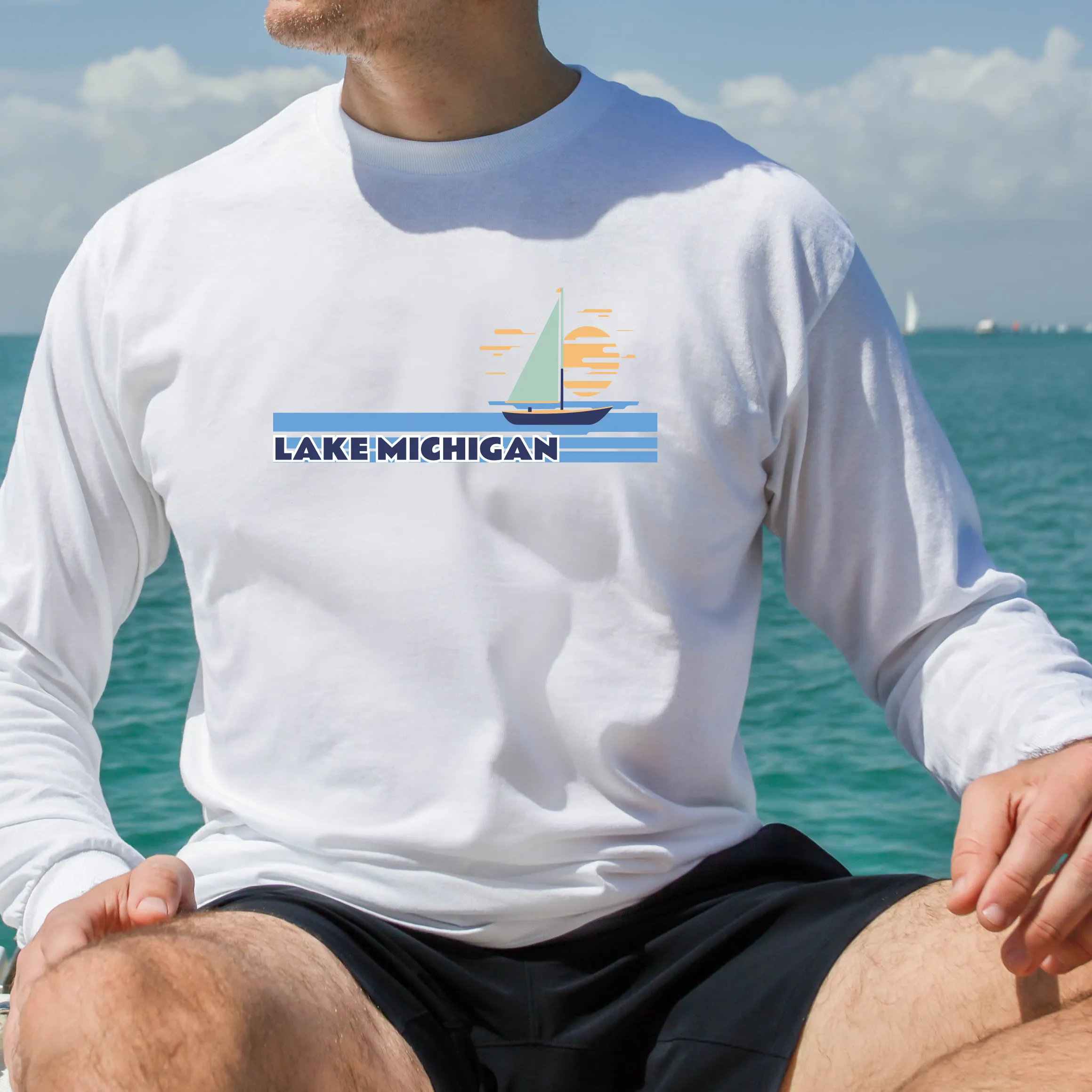 "Lake Michigan" Men's Long Sleeve T-Shirt