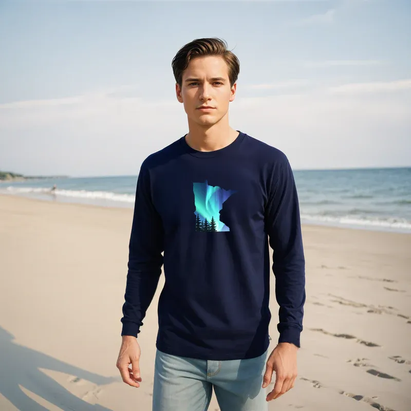 "Minnesota Northern Lights" Men's Long Sleeve T-Shirt