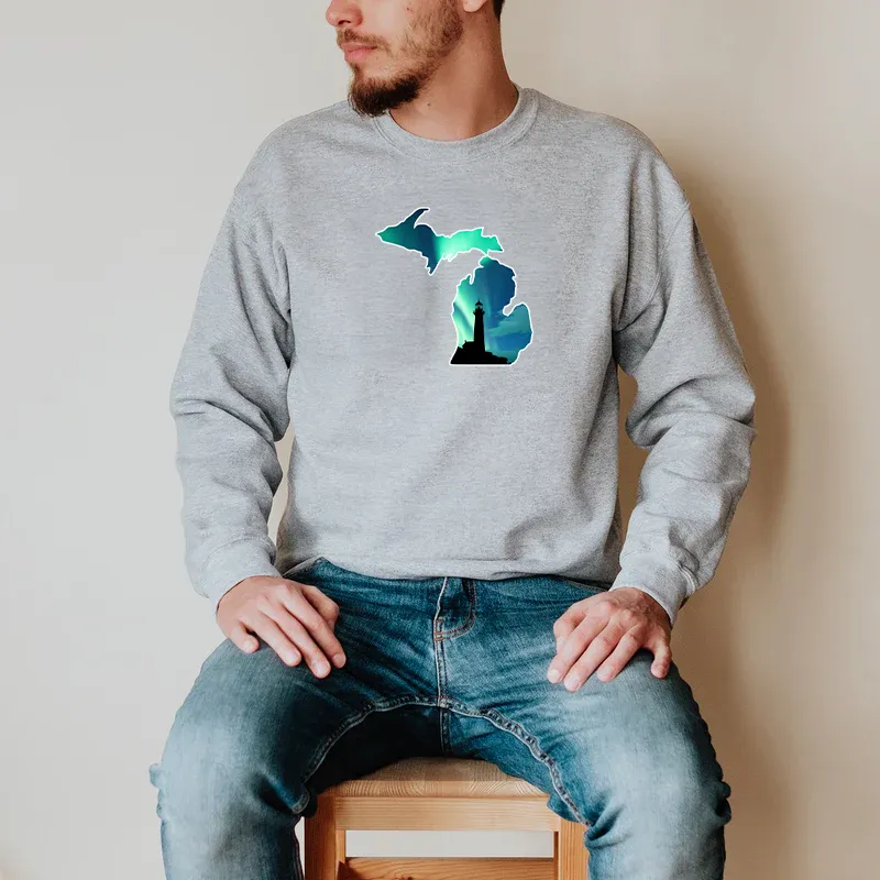 "Northern Lights Lighthouse" Men's Long Sleeve T-Shirt
