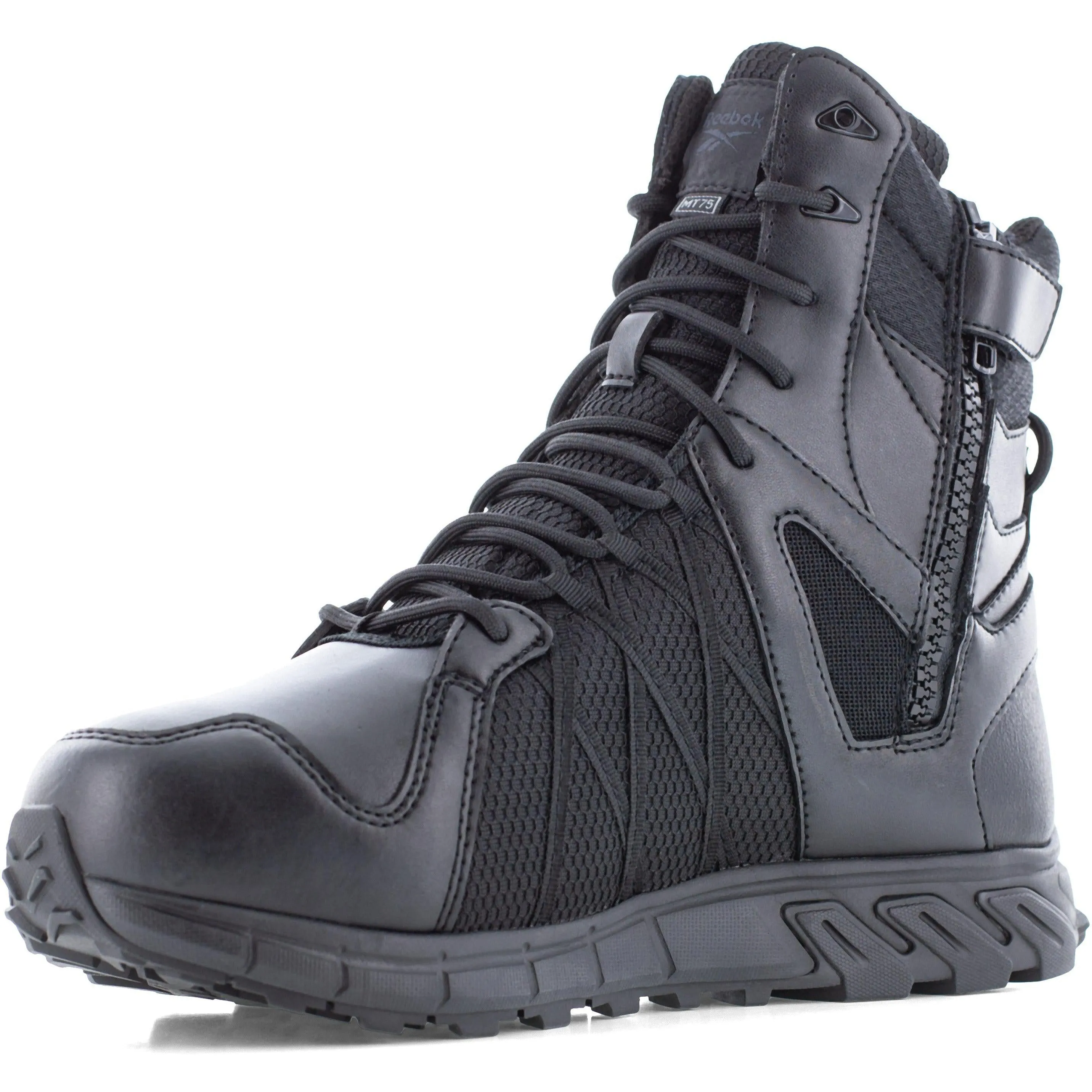 Reebok Men's Trailgrip Tactical 8" Comp Toe Side Zip Tactical Boot- Black- RB3463