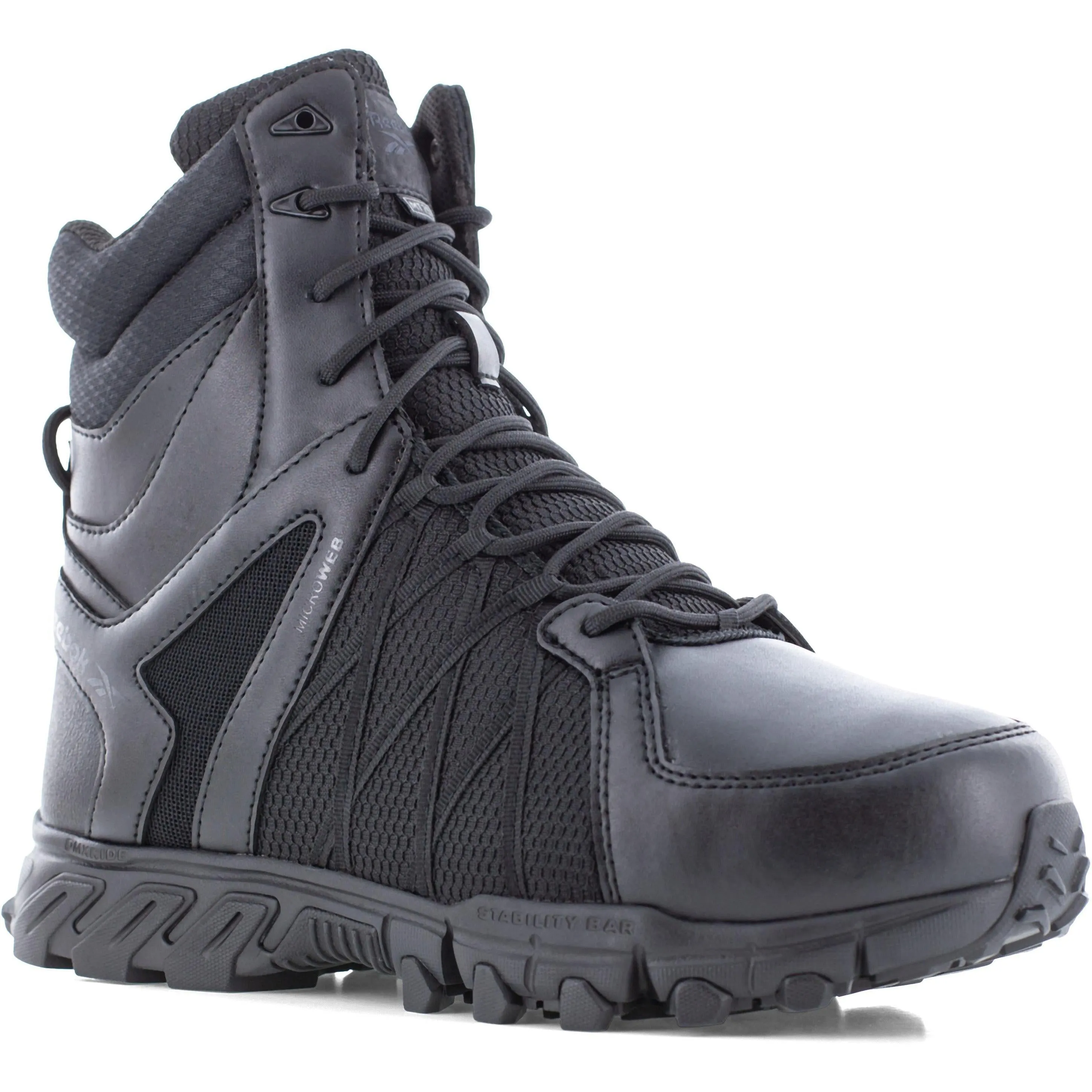 Reebok Men's Trailgrip Tactical 8" Comp Toe Side Zip Tactical Boot- Black- RB3463