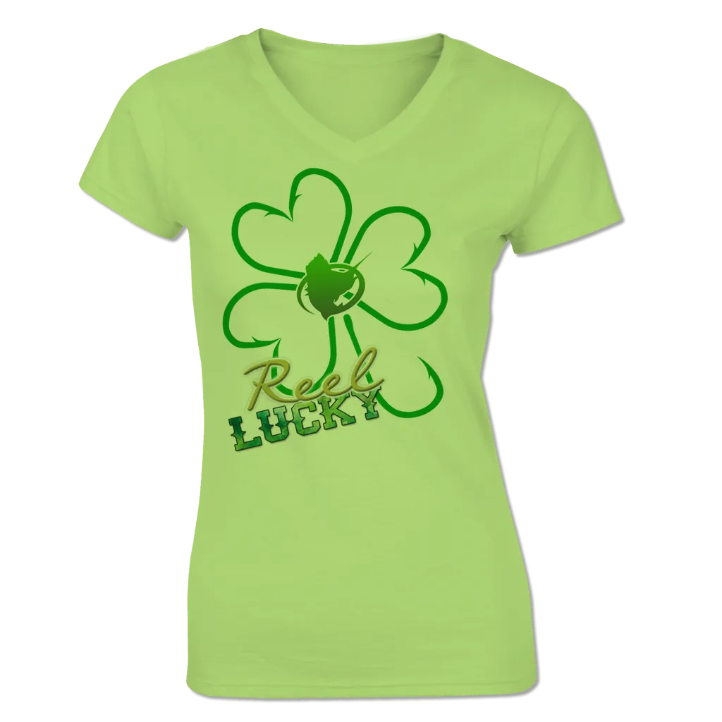 Reel Lucky - Short Sleeve V-Neck Ladies Tee