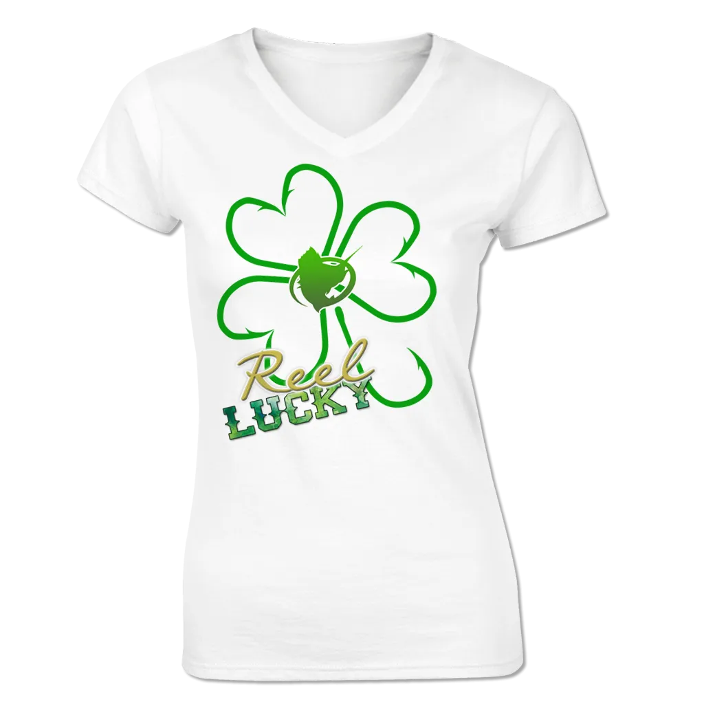 Reel Lucky - Short Sleeve V-Neck Ladies Tee