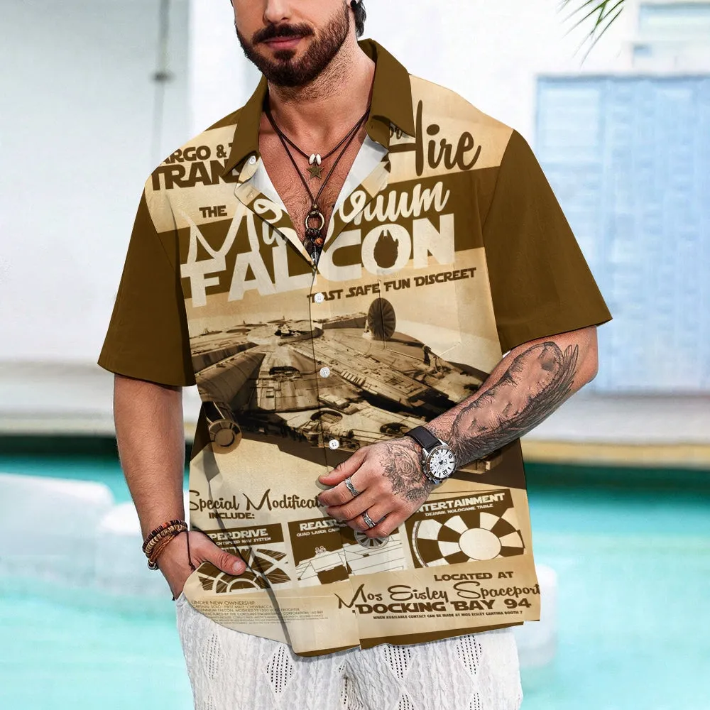 Retro Sci-Fi Space War Casual Large Size Short Sleeve Shirt 2408001416