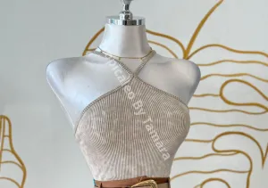 Ribbed Halter Crop Top