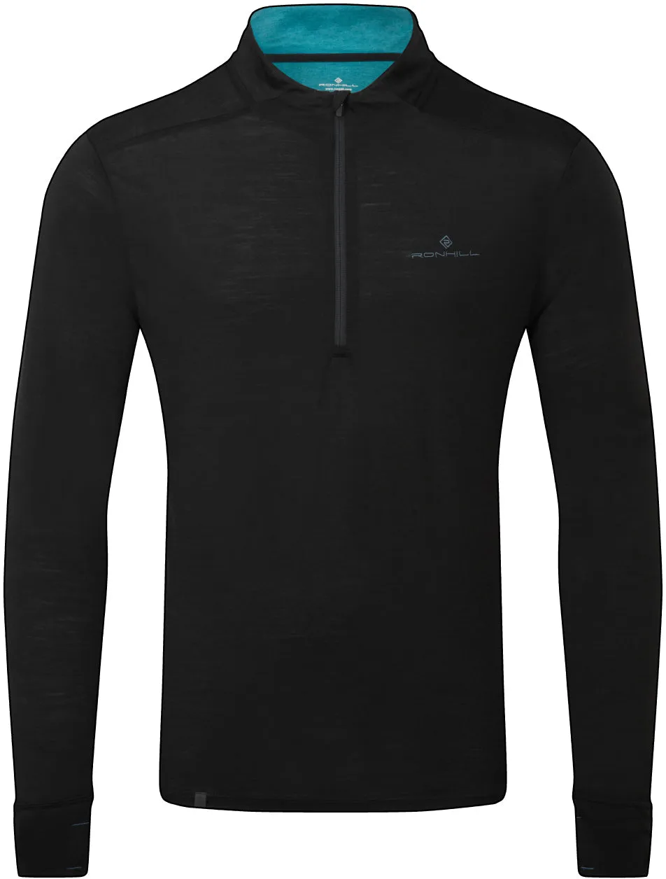 Ronhill Tech Merino Half Zip Long Sleeve Mens Running Top - Black