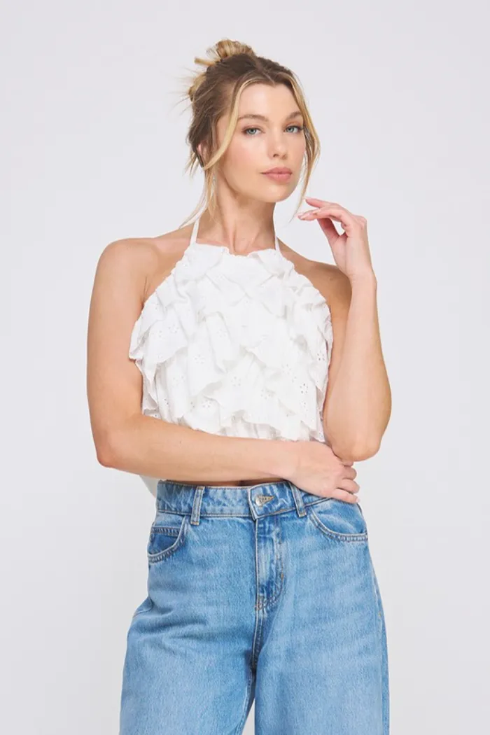 Ruffle Lace Halter Top