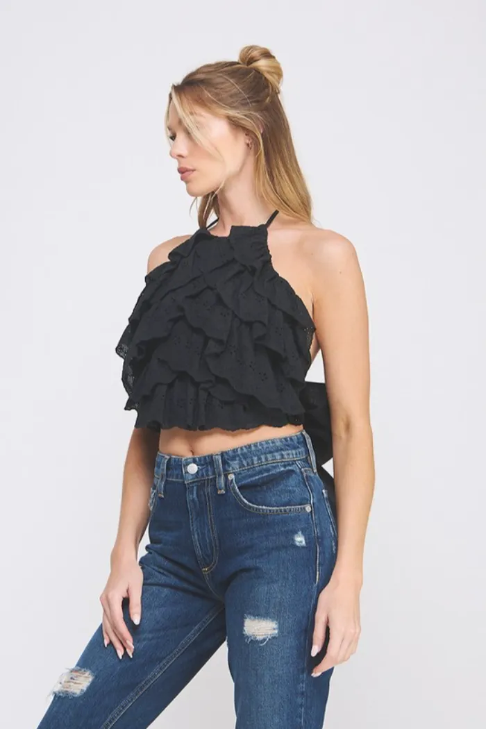 Ruffle Lace Halter Top