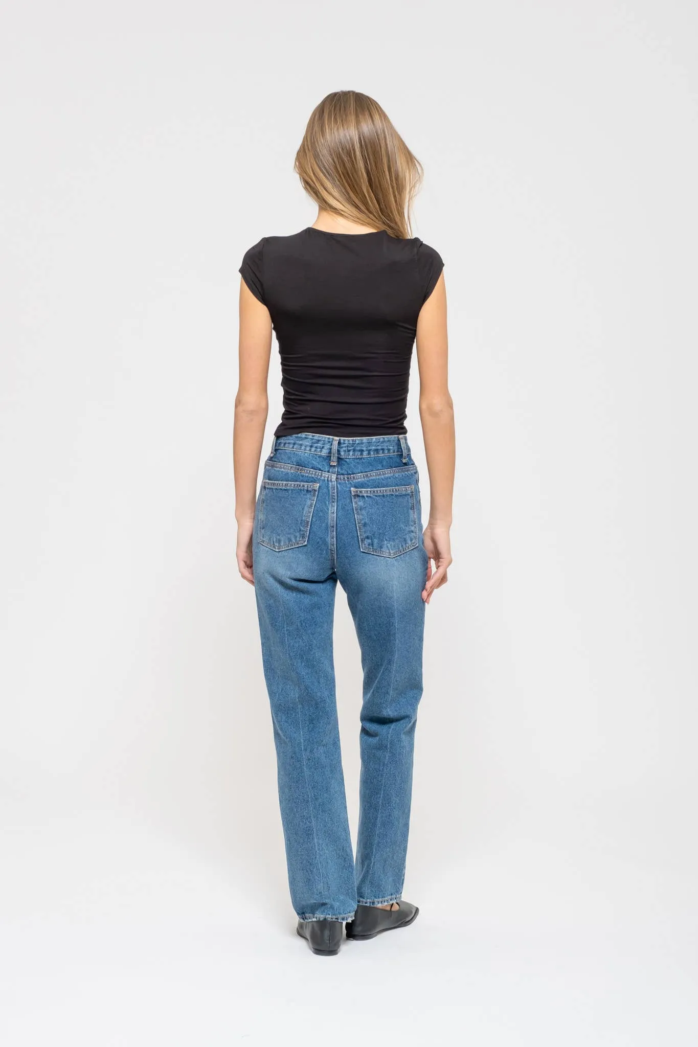 SEAMLESS SCOOP NECK SHORT SLEEVE KNIT TOP
