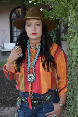 Serape Long Sleeve Embroider Top