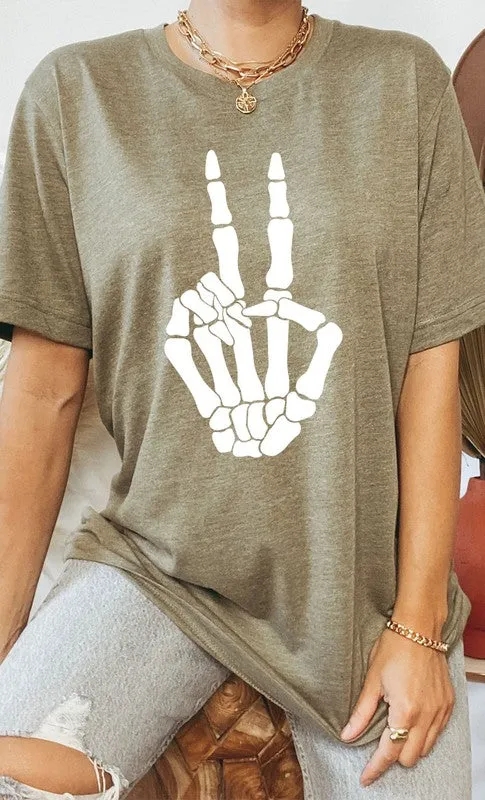 Skeleton Peace Sign Graphic Tee PLUS