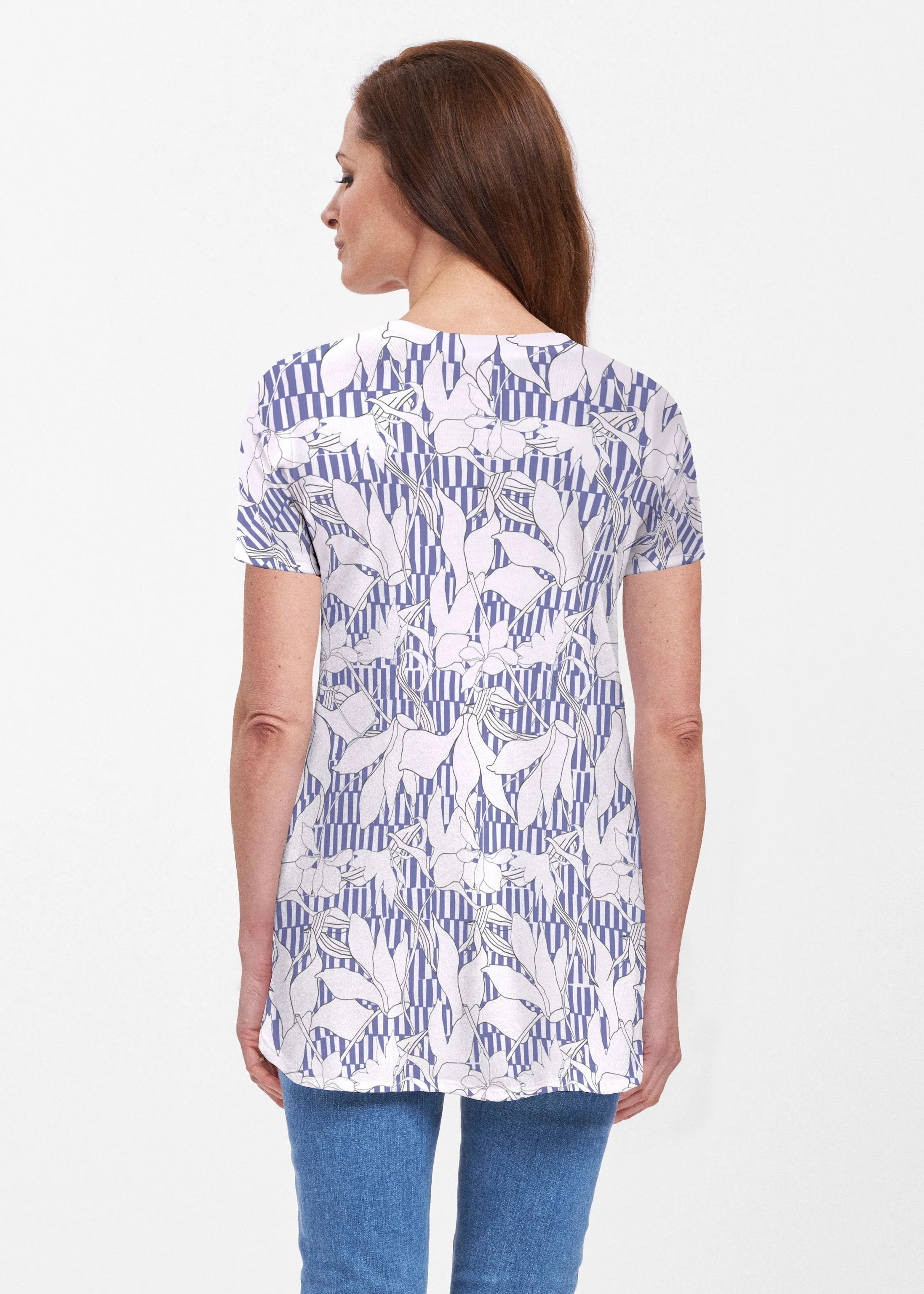 Sketch Floral Dominos (7814) ~ Butterknit Short Sleeve Tunic