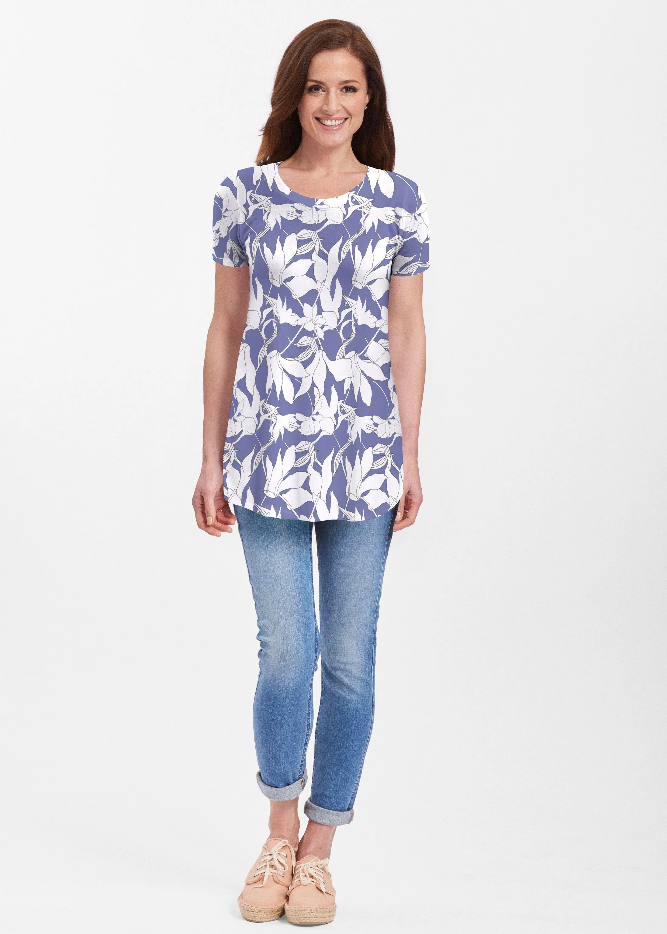 Sketch Floral Dominos (7814) ~ Butterknit Short Sleeve Tunic