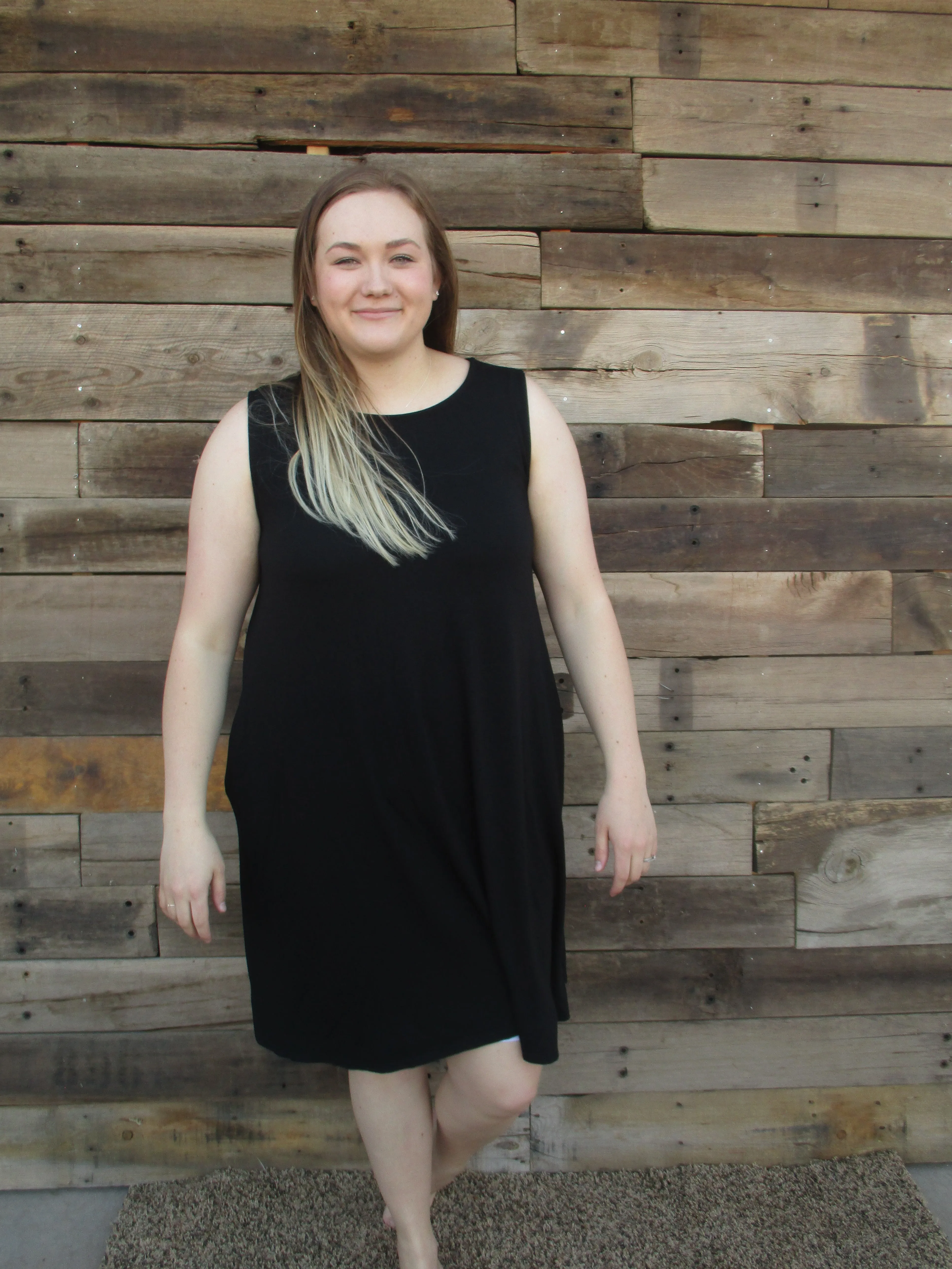 Sleeveless Black Midi Dress