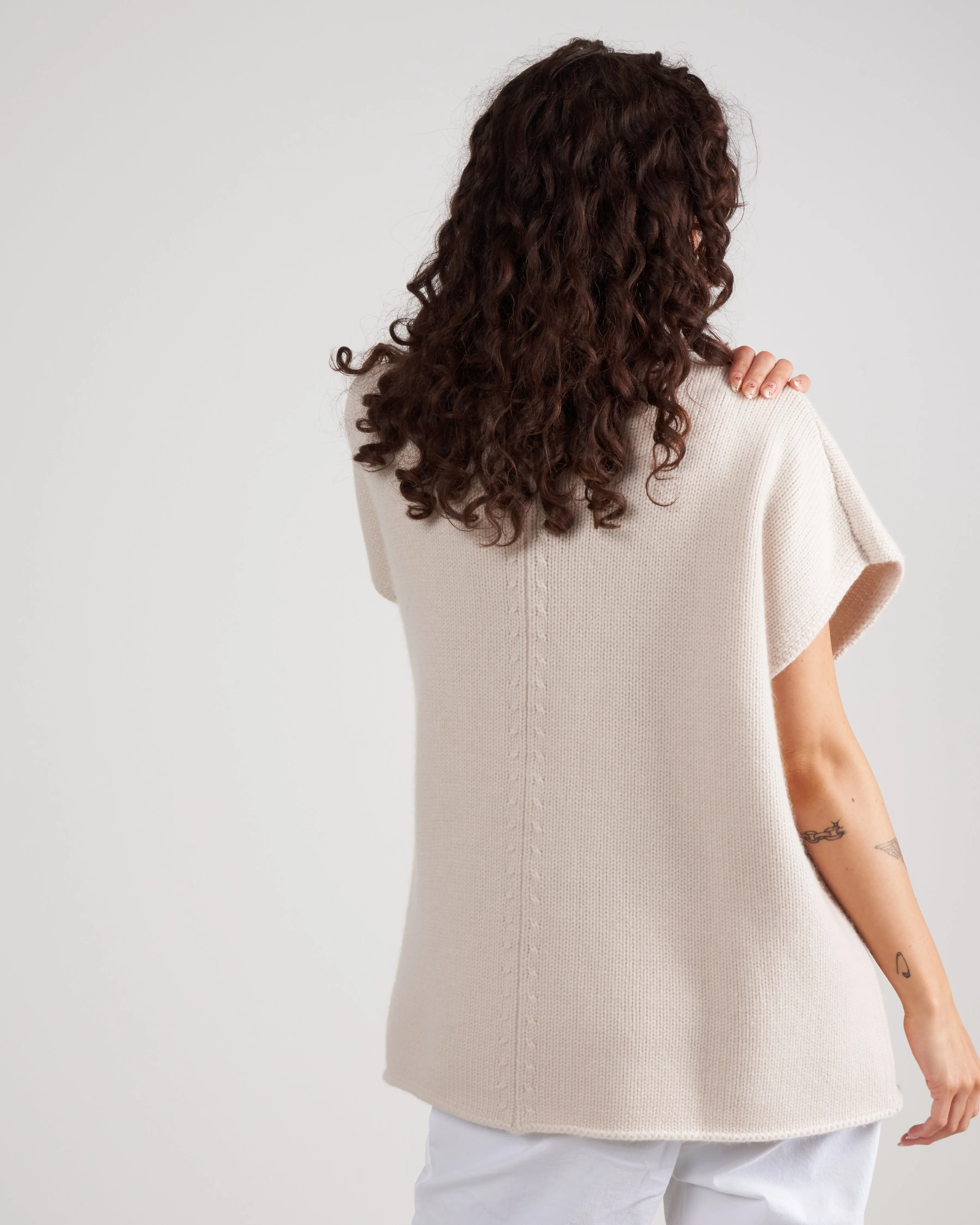 sleeveless mockneck tunic - shadow white cc7-41