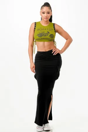 Sleeveless Top Two Piece Skirt Set