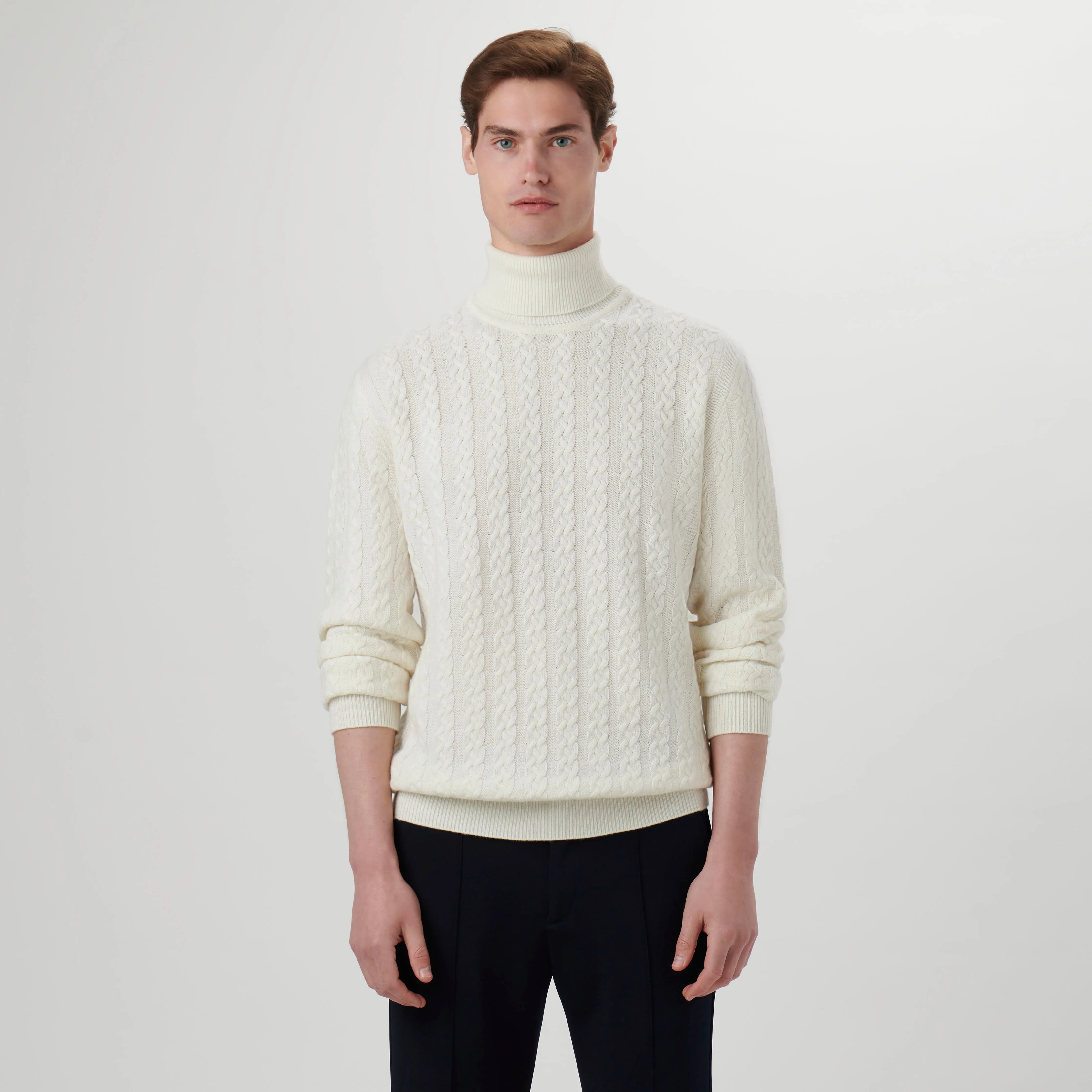 Solid Cable Turtleneck Sweater