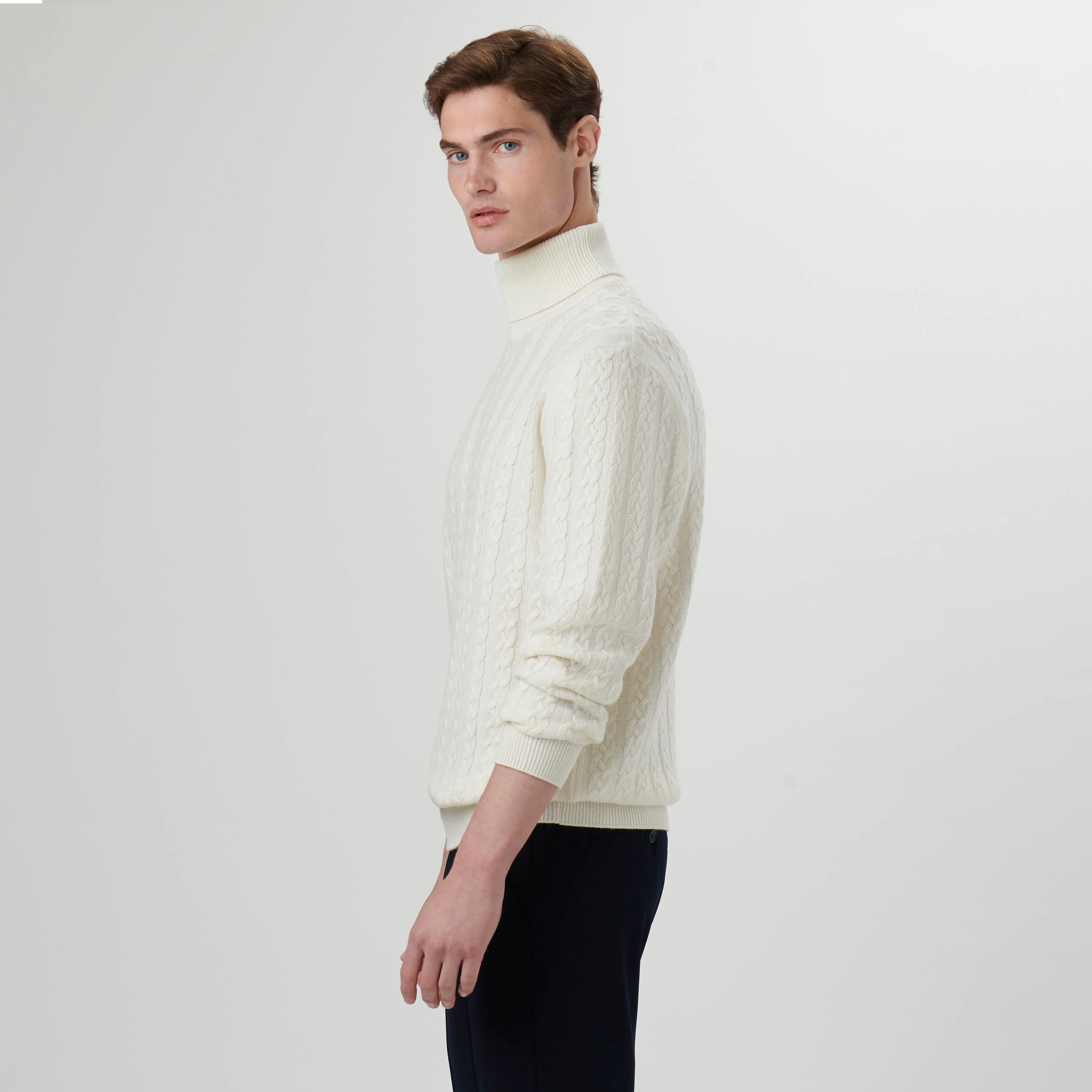 Solid Cable Turtleneck Sweater