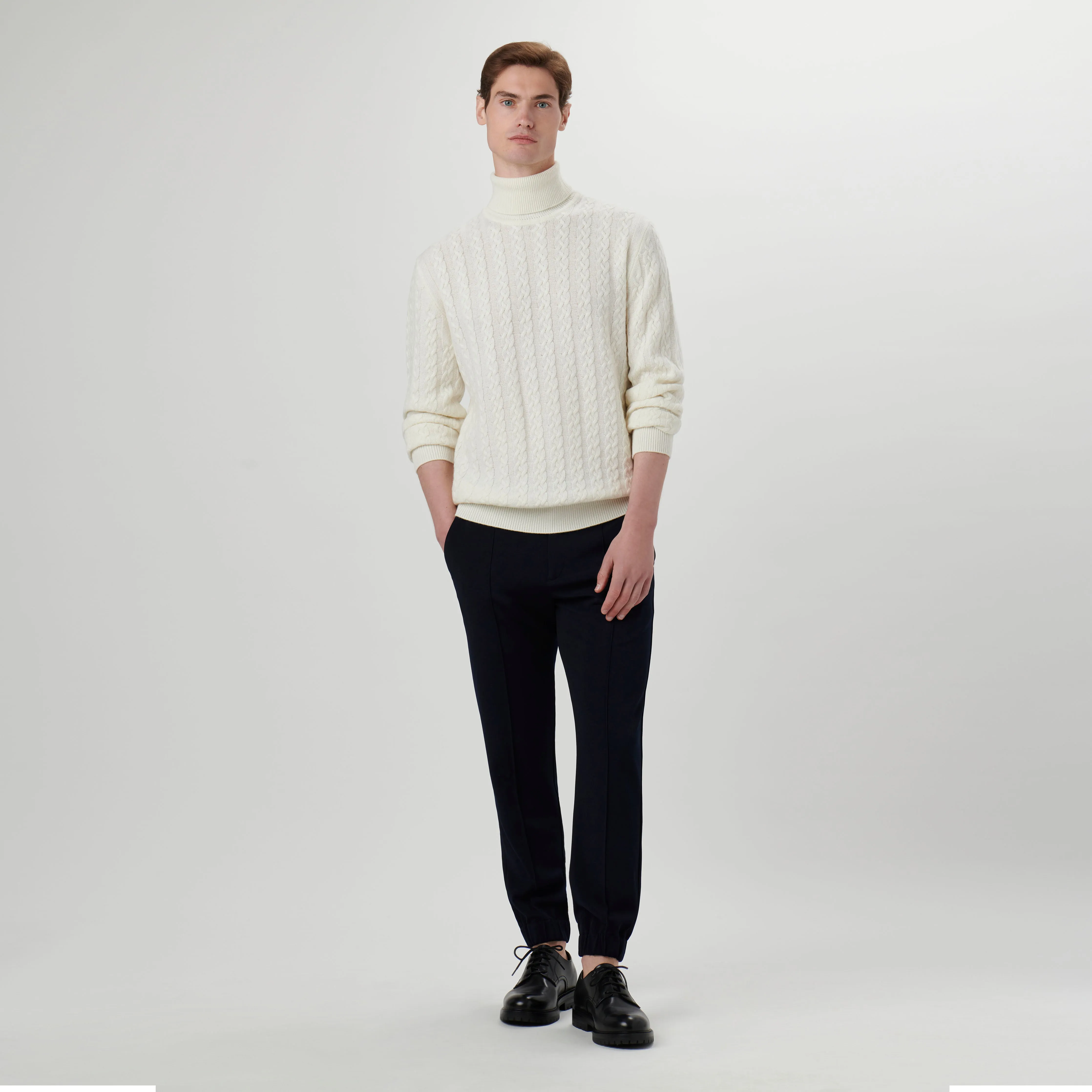 Solid Cable Turtleneck Sweater