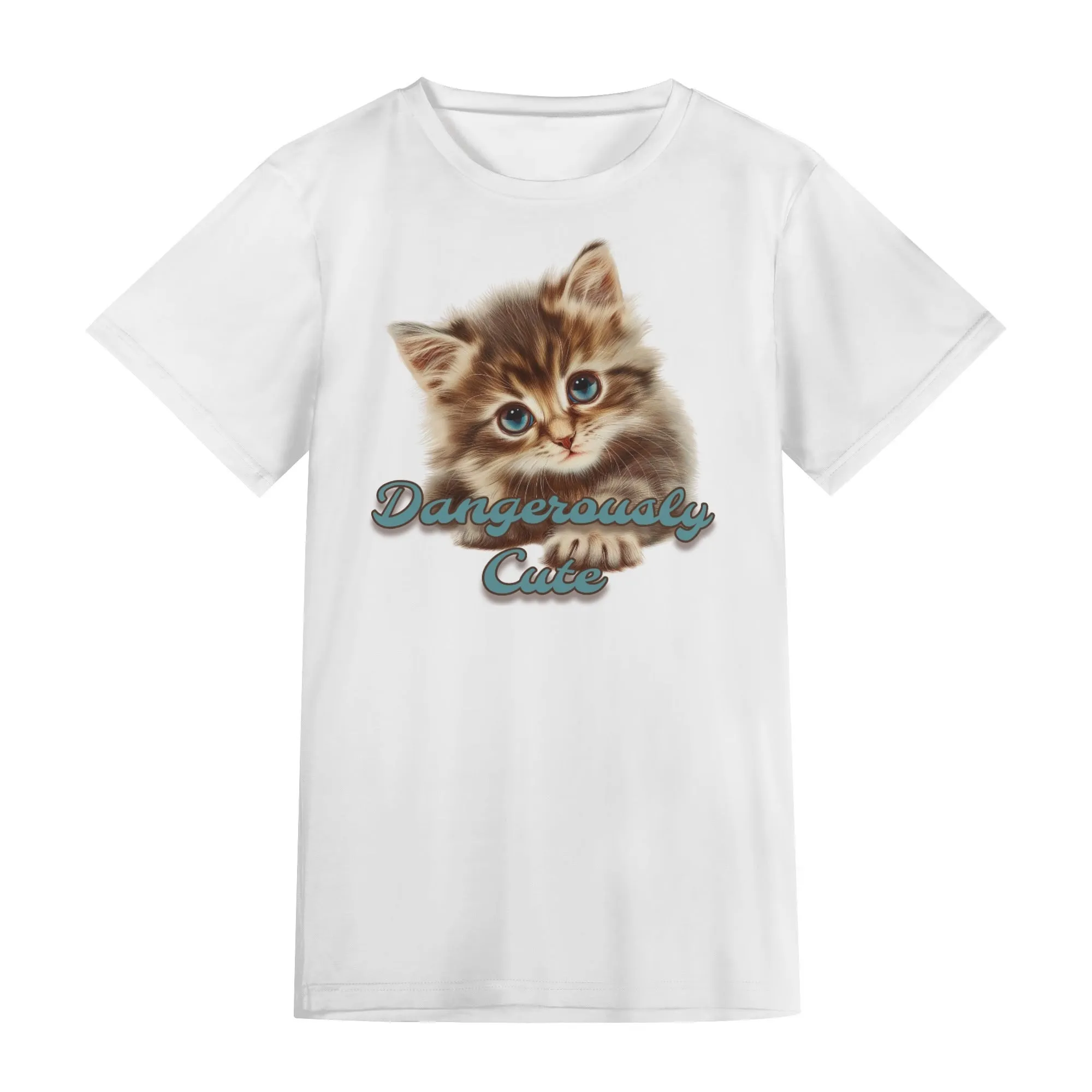 Solid Color "Dangerously Cute" Typographical Art Round Neck Short Sleeve T-shirt