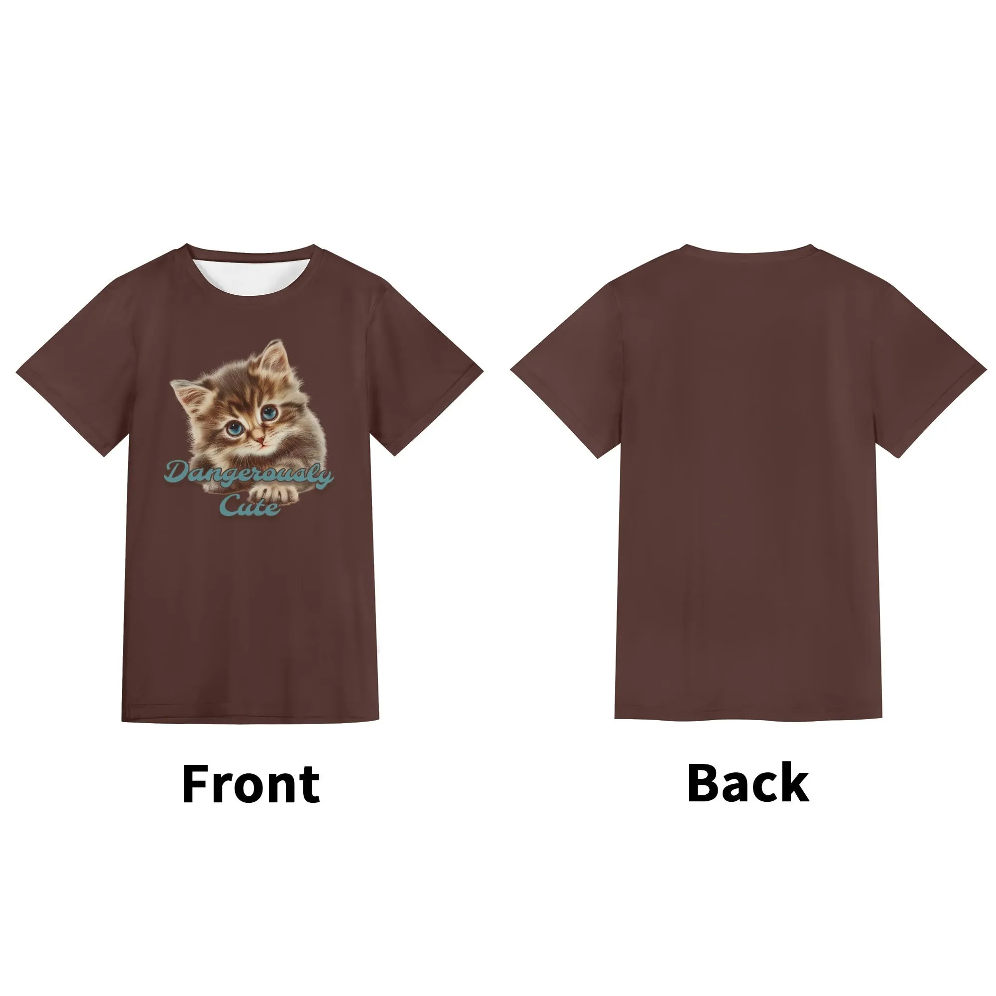 Solid Color "Dangerously Cute" Typographical Art Round Neck Short Sleeve T-shirt