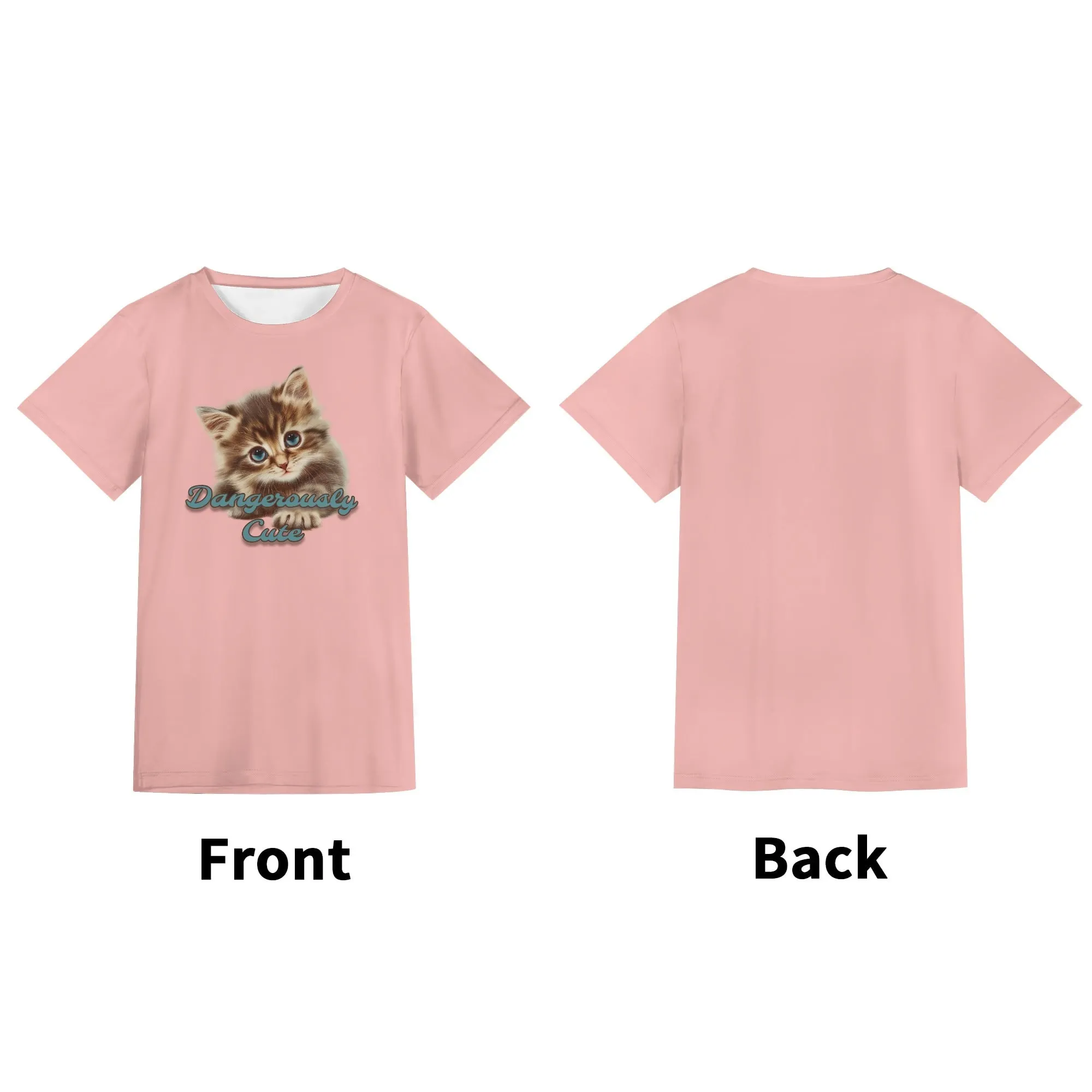Solid Color "Dangerously Cute" Typographical Art Round Neck Short Sleeve T-shirt