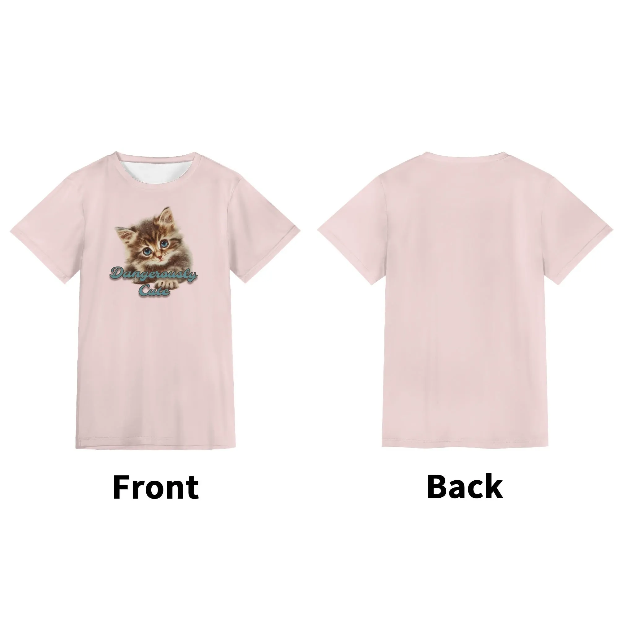 Solid Color "Dangerously Cute" Typographical Art Round Neck Short Sleeve T-shirt