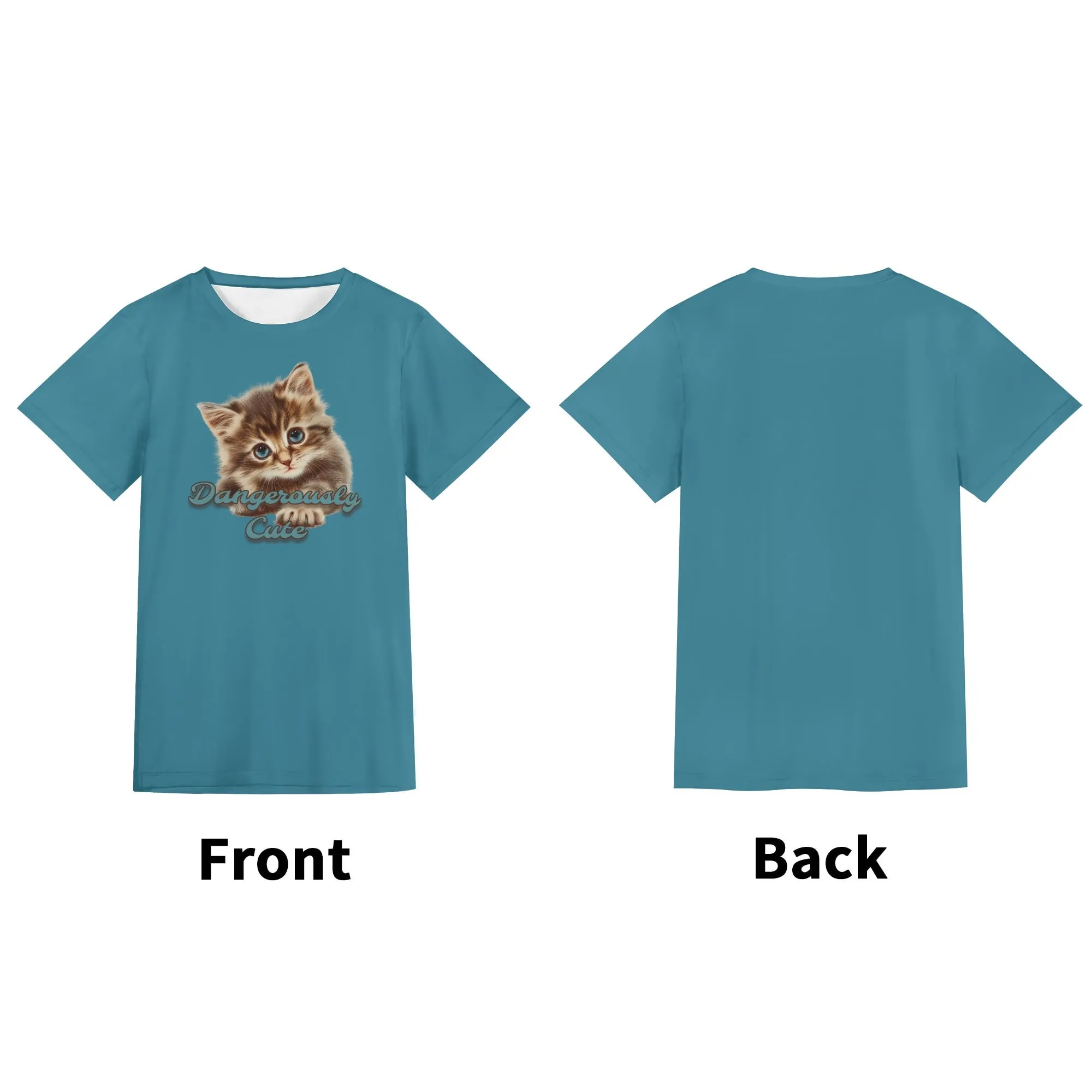 Solid Color "Dangerously Cute" Typographical Art Round Neck Short Sleeve T-shirt