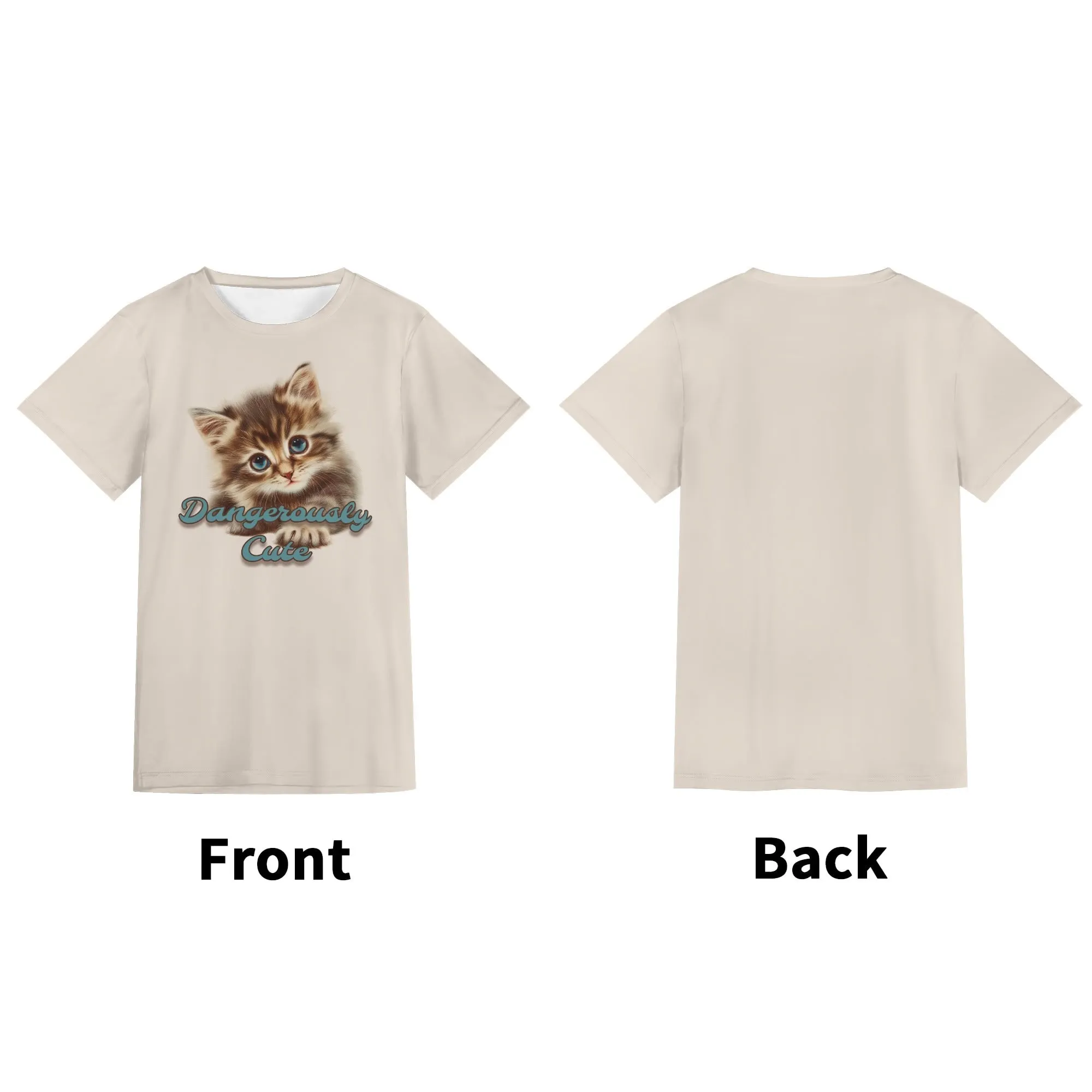 Solid Color "Dangerously Cute" Typographical Art Round Neck Short Sleeve T-shirt