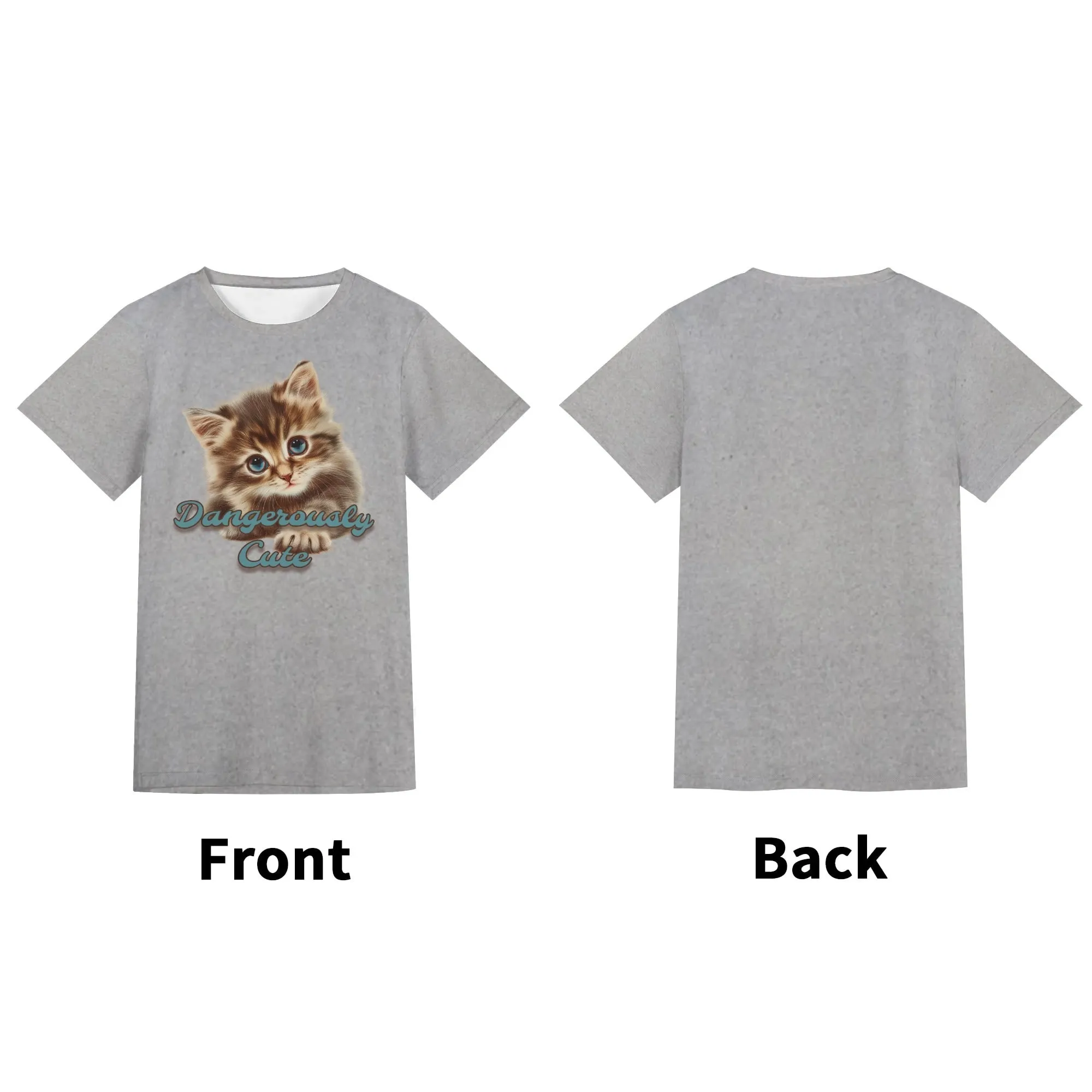 Solid Color "Dangerously Cute" Typographical Art Round Neck Short Sleeve T-shirt