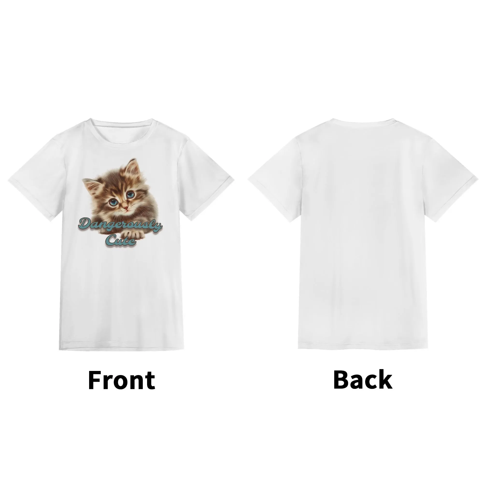 Solid Color "Dangerously Cute" Typographical Art Round Neck Short Sleeve T-shirt