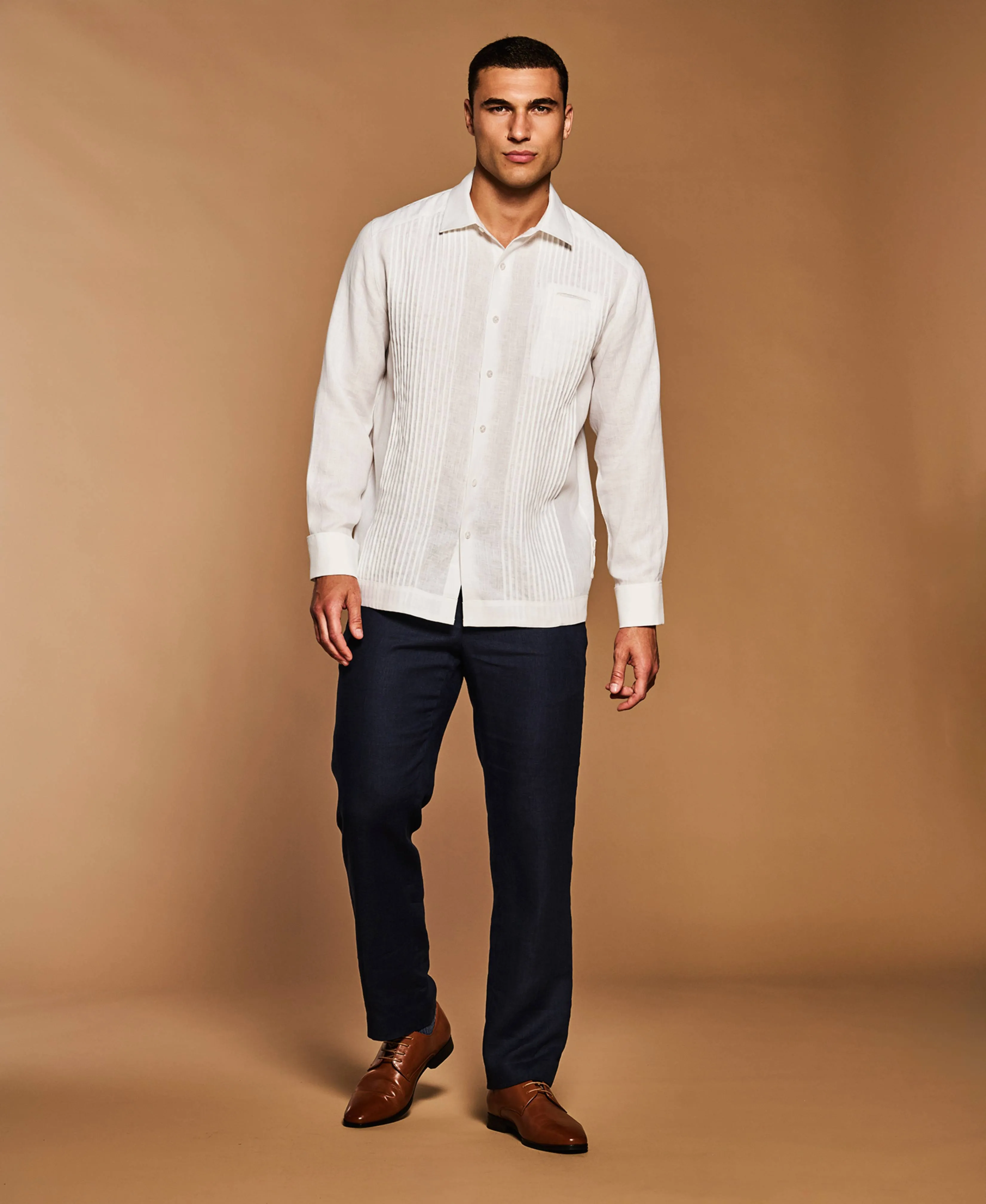 Solid Linen Presidente Guayabera Shirt