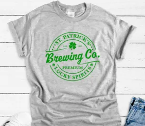 St. Patrick's Brewing Co, Lucky Spirits, Unisex Gray Short Sleeve T-shirt