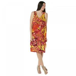 Susan Graver Women's Liquid Knit Dress With Chiffon Overlay