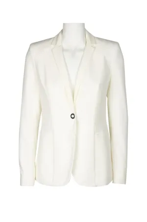 T. TAHARI  FD04J127 Notched Collar Button Long Sleeve Solid Stretch Crepe Jacket