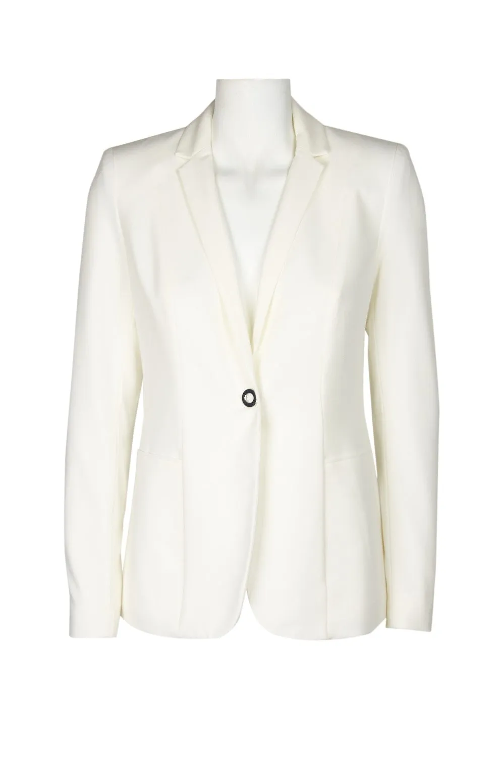T. TAHARI  FD04J127 Notched Collar Button Long Sleeve Solid Stretch Crepe Jacket