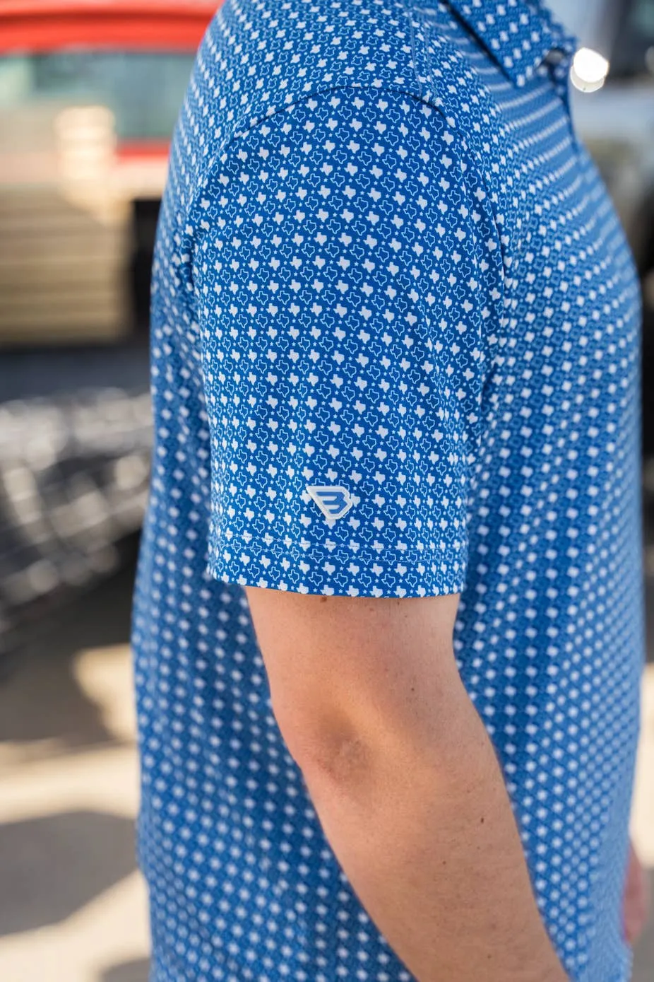 Texas blue performance polo
