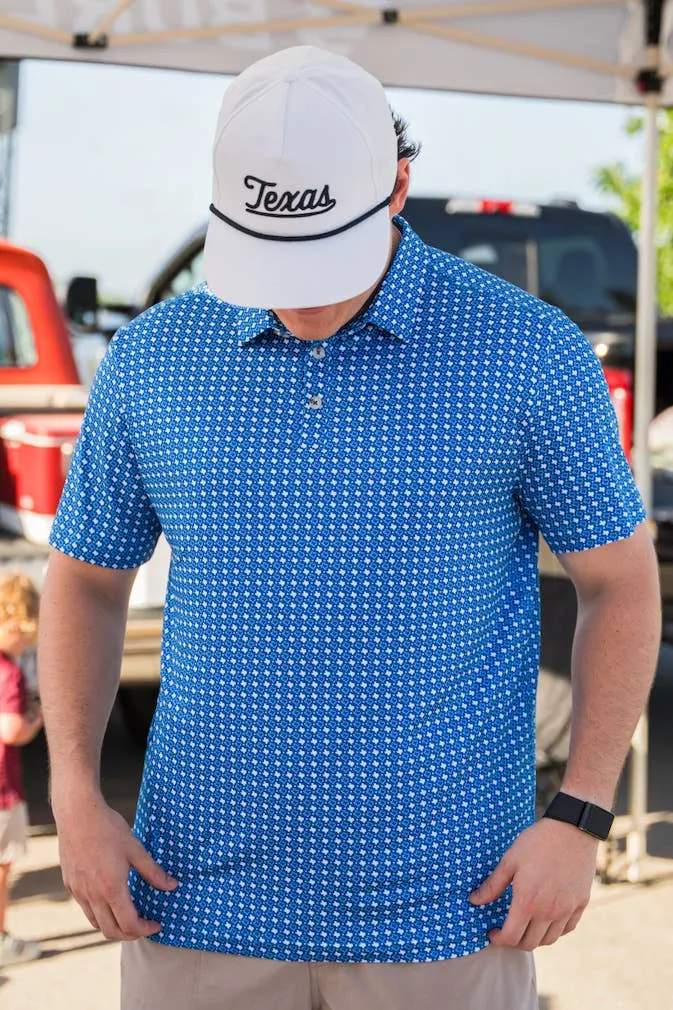 Texas blue performance polo