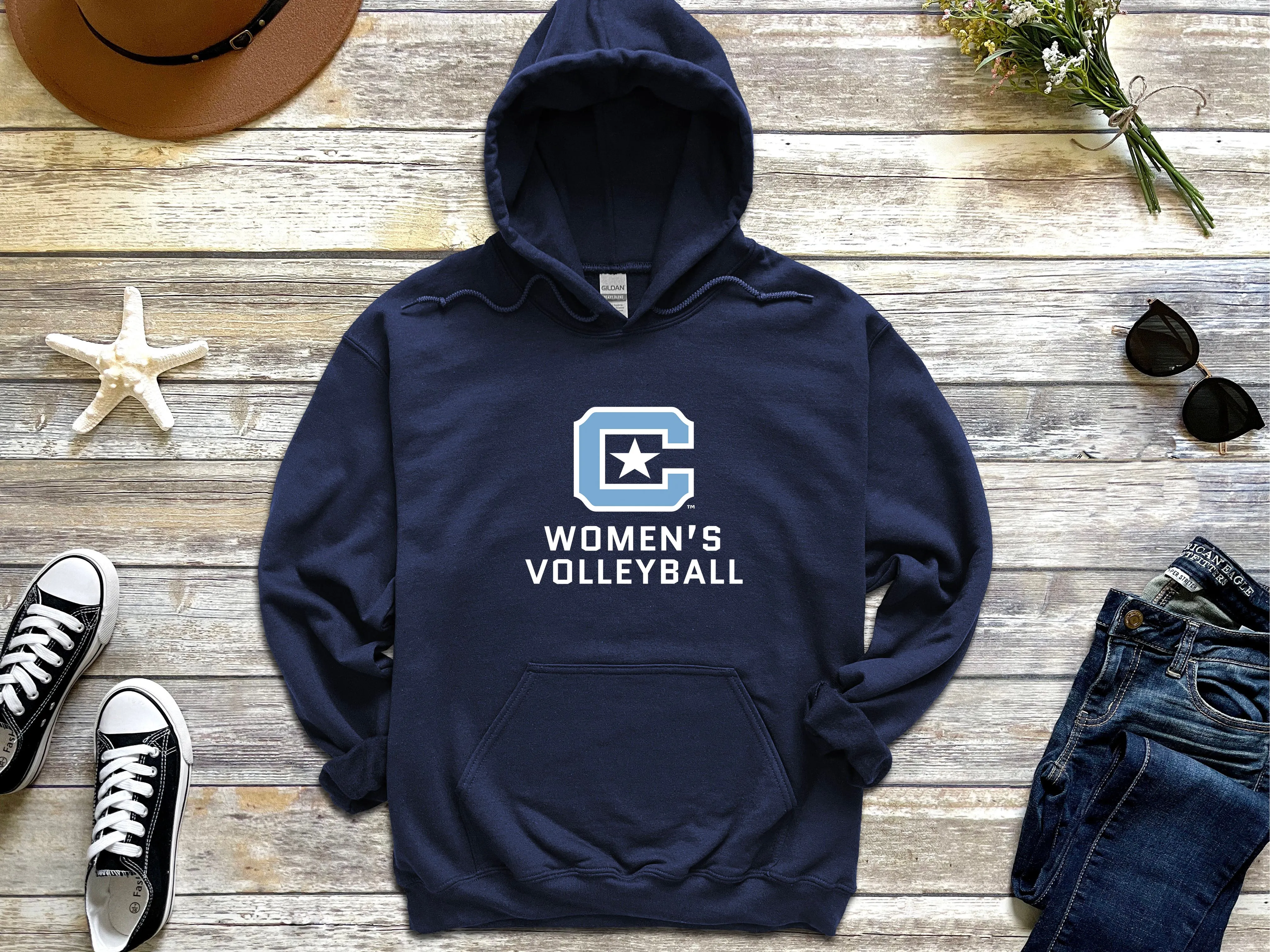 The Citadel Block C Star logo, Sports - Volleyball,  Heavy Blend™ Hooded Unisex Sweatshirt