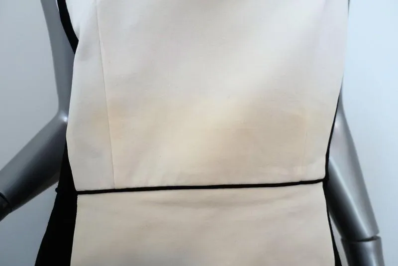 Theory Dress Nyasha Black/White Colorblock Wool-Blend Size 12 Sleeveless Sheath