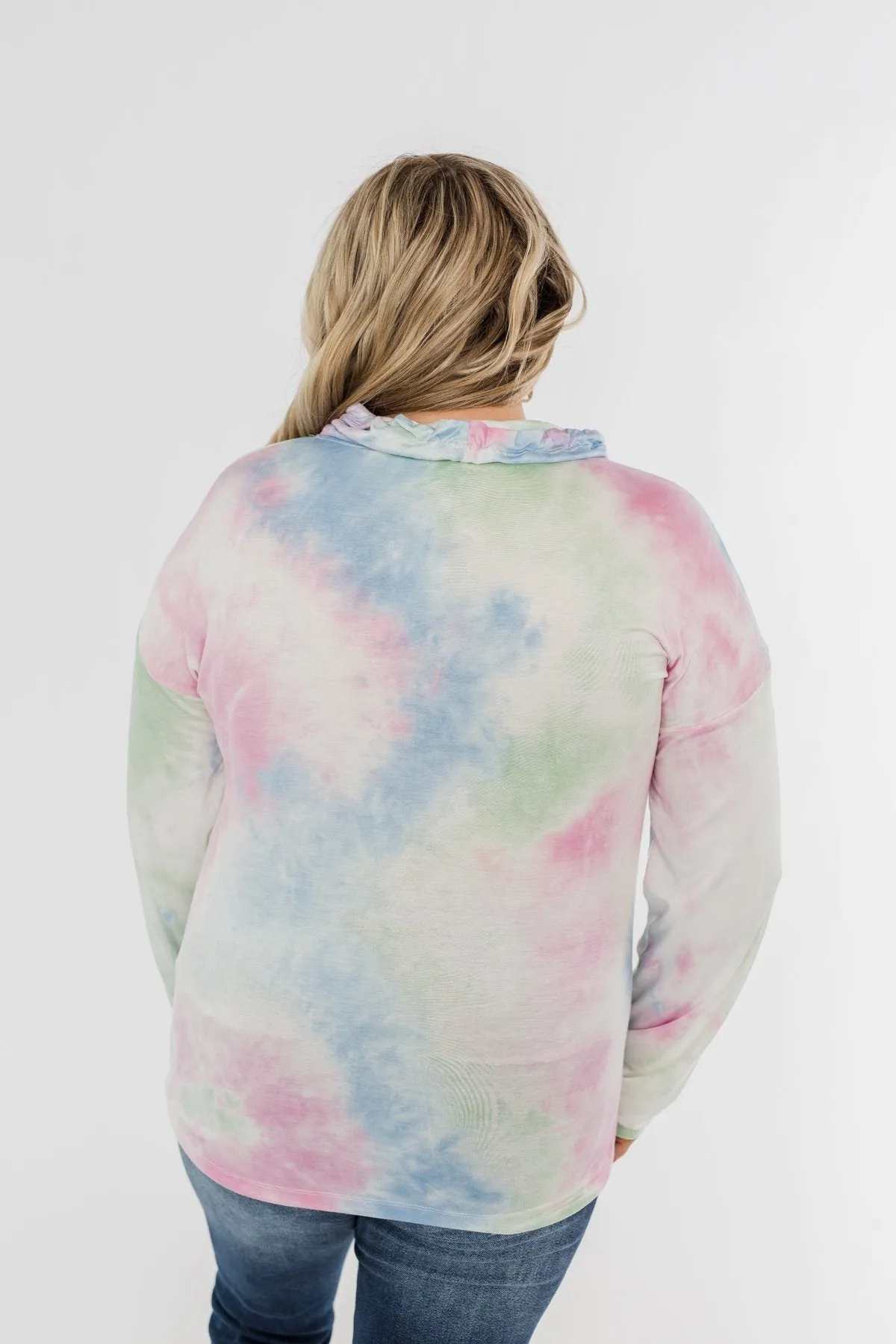 Tie Dye Cowl Neck Top- Pink, Blue, Mint