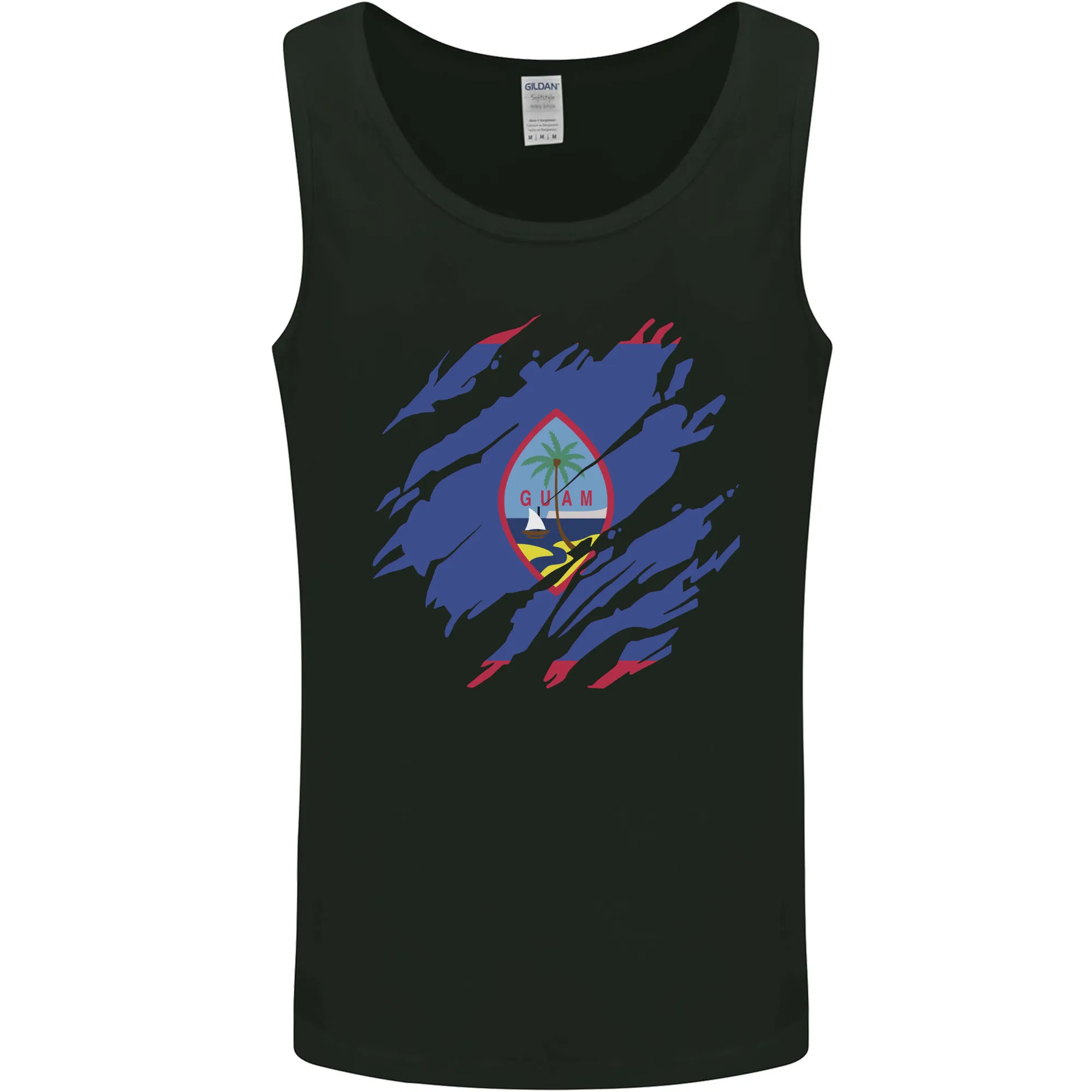 Torn Flag Guam Mens Vest Tank Top