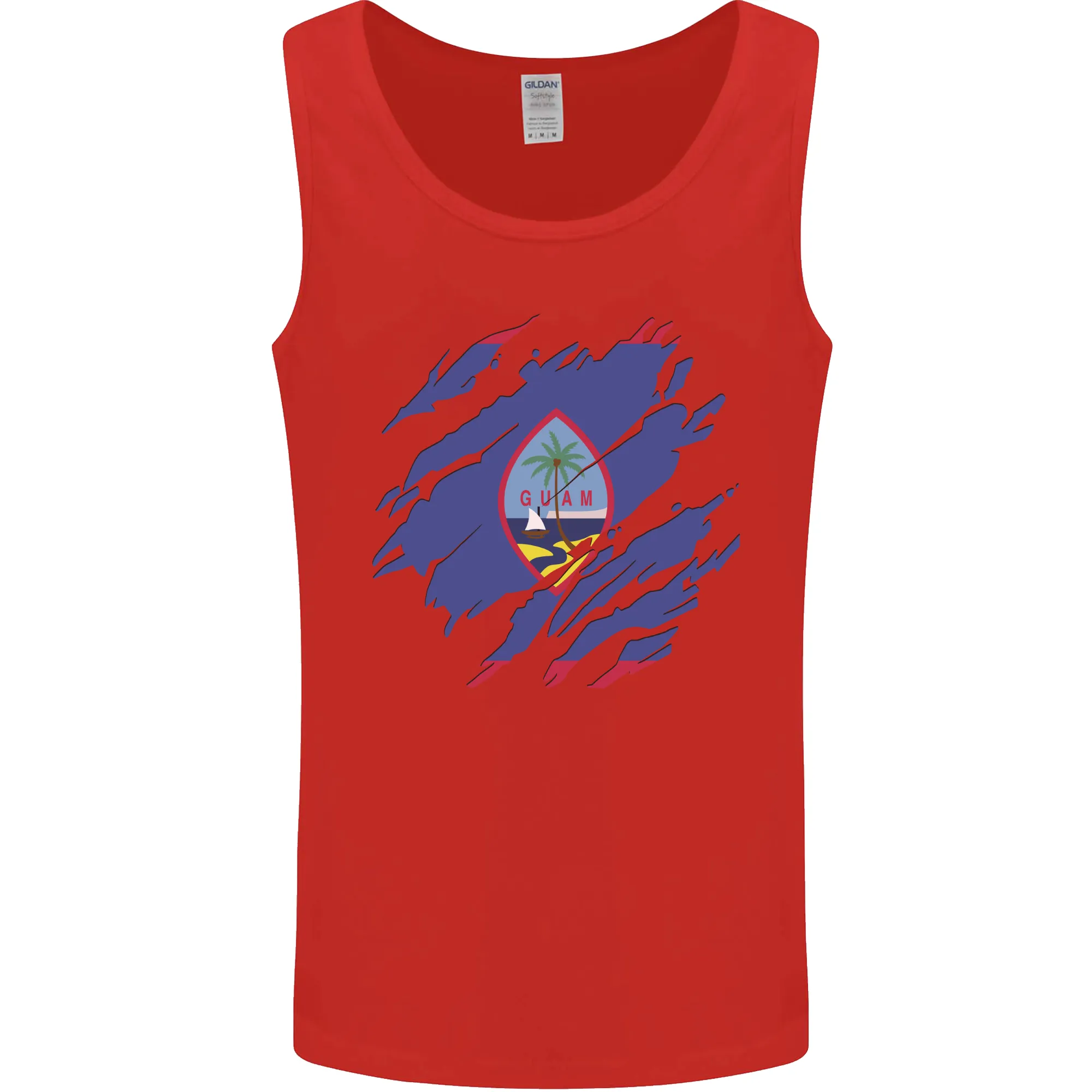 Torn Flag Guam Mens Vest Tank Top